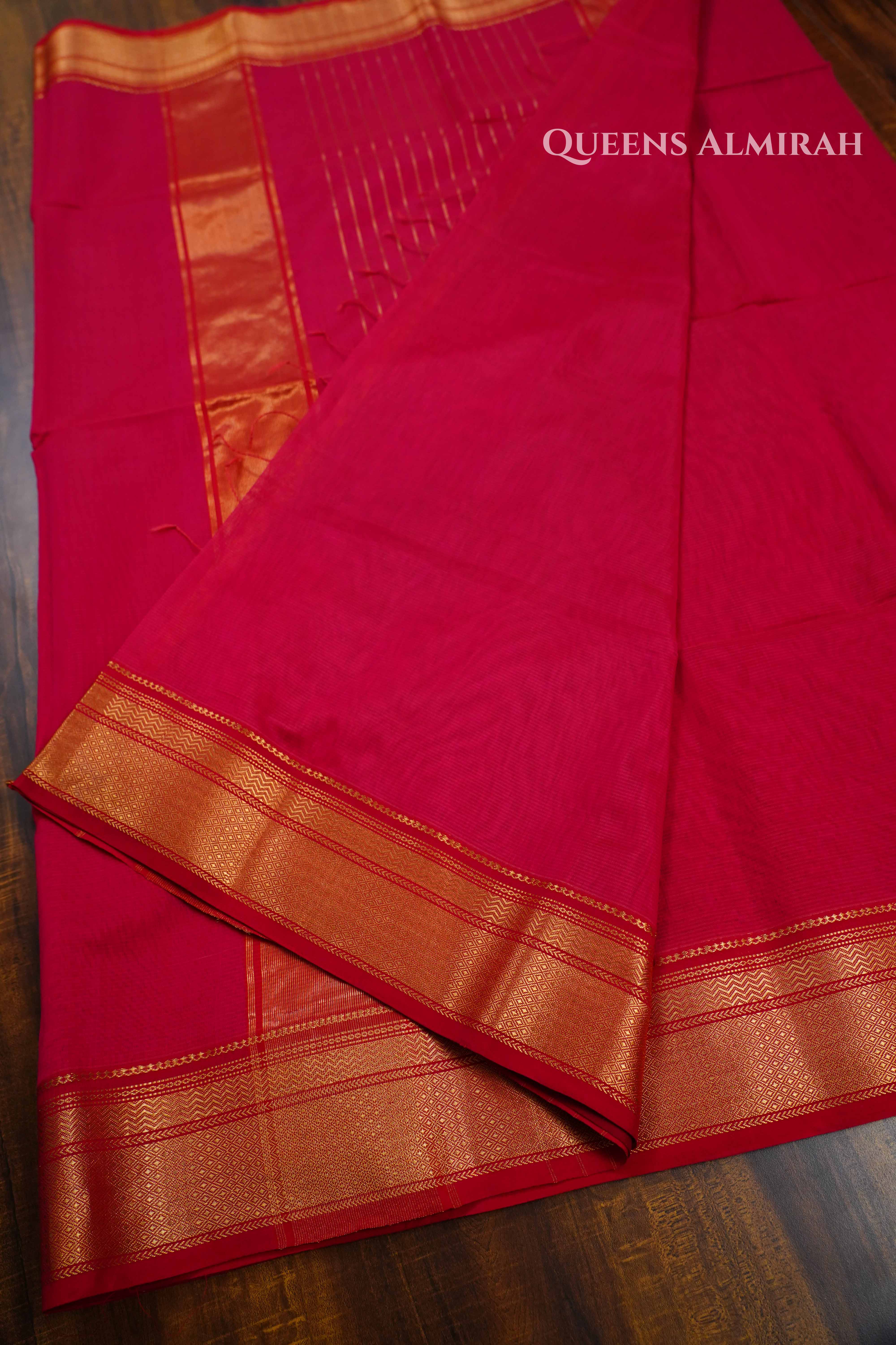 Magenta Maheshwari Silk Cotton Saree QUEENS ALMIRAH