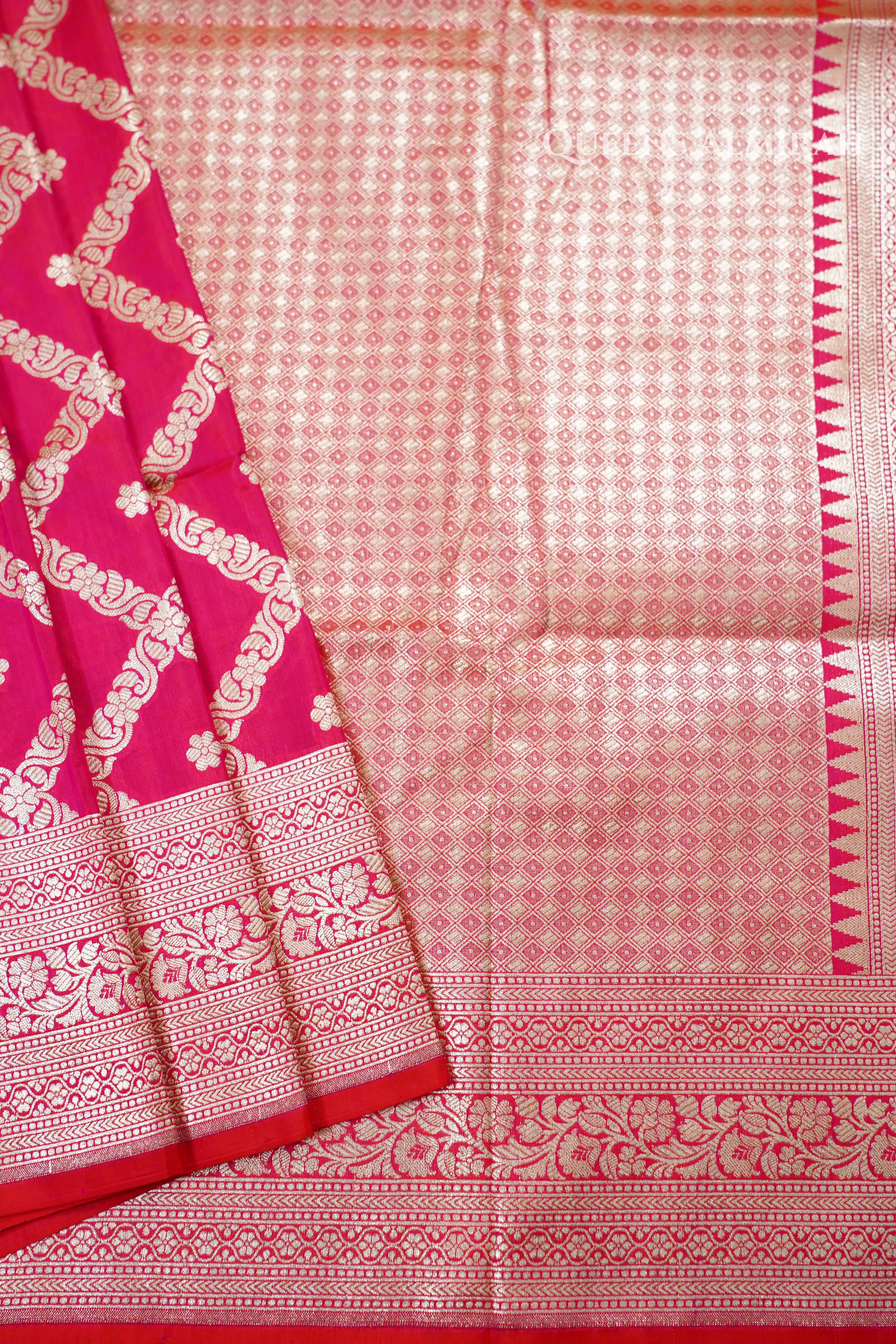 Magenta Pink Banarasi Silk Saree QUEENS ALMIRAH