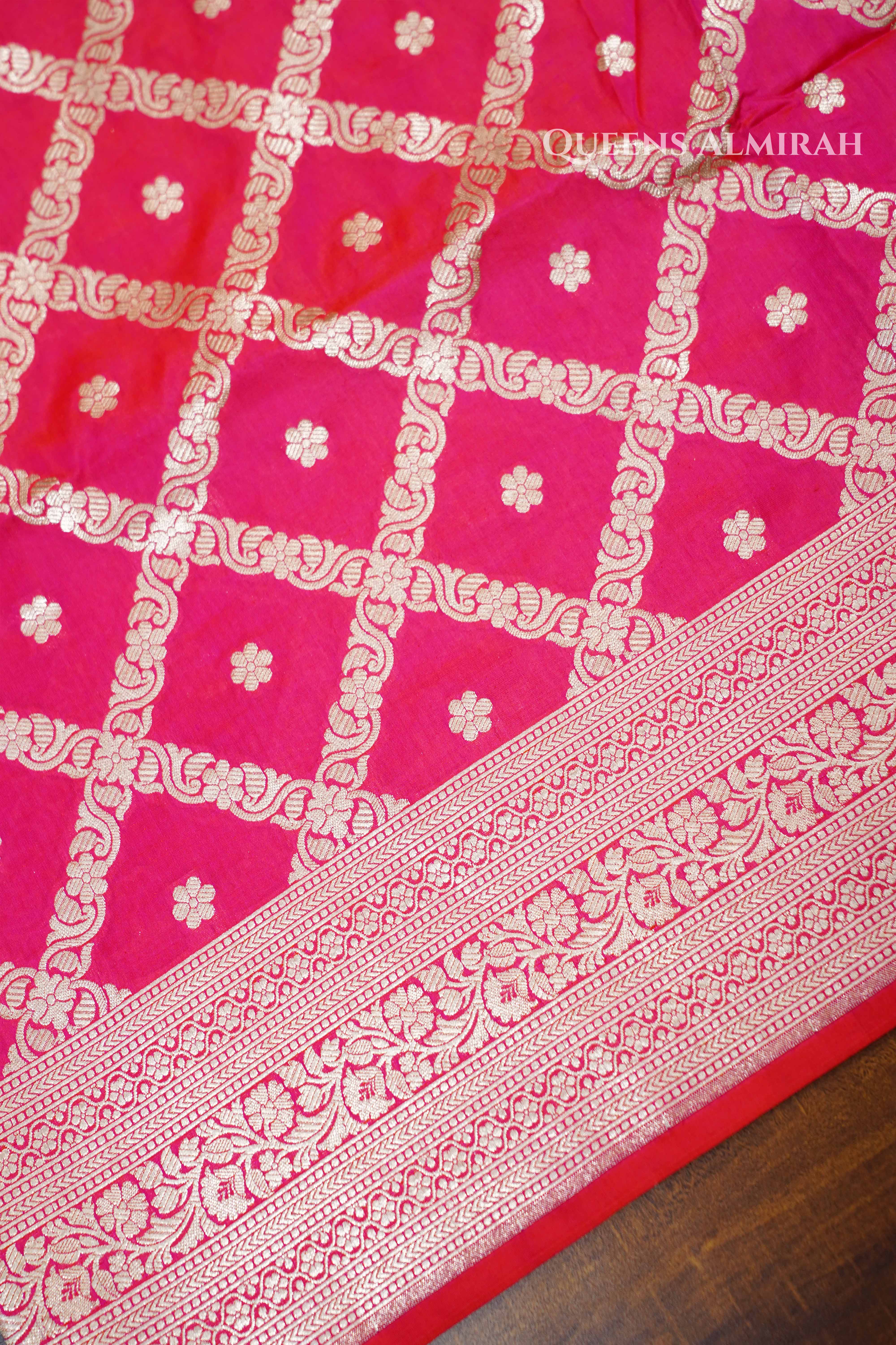 Magenta Pink Banarasi Silk Saree QUEENS ALMIRAH