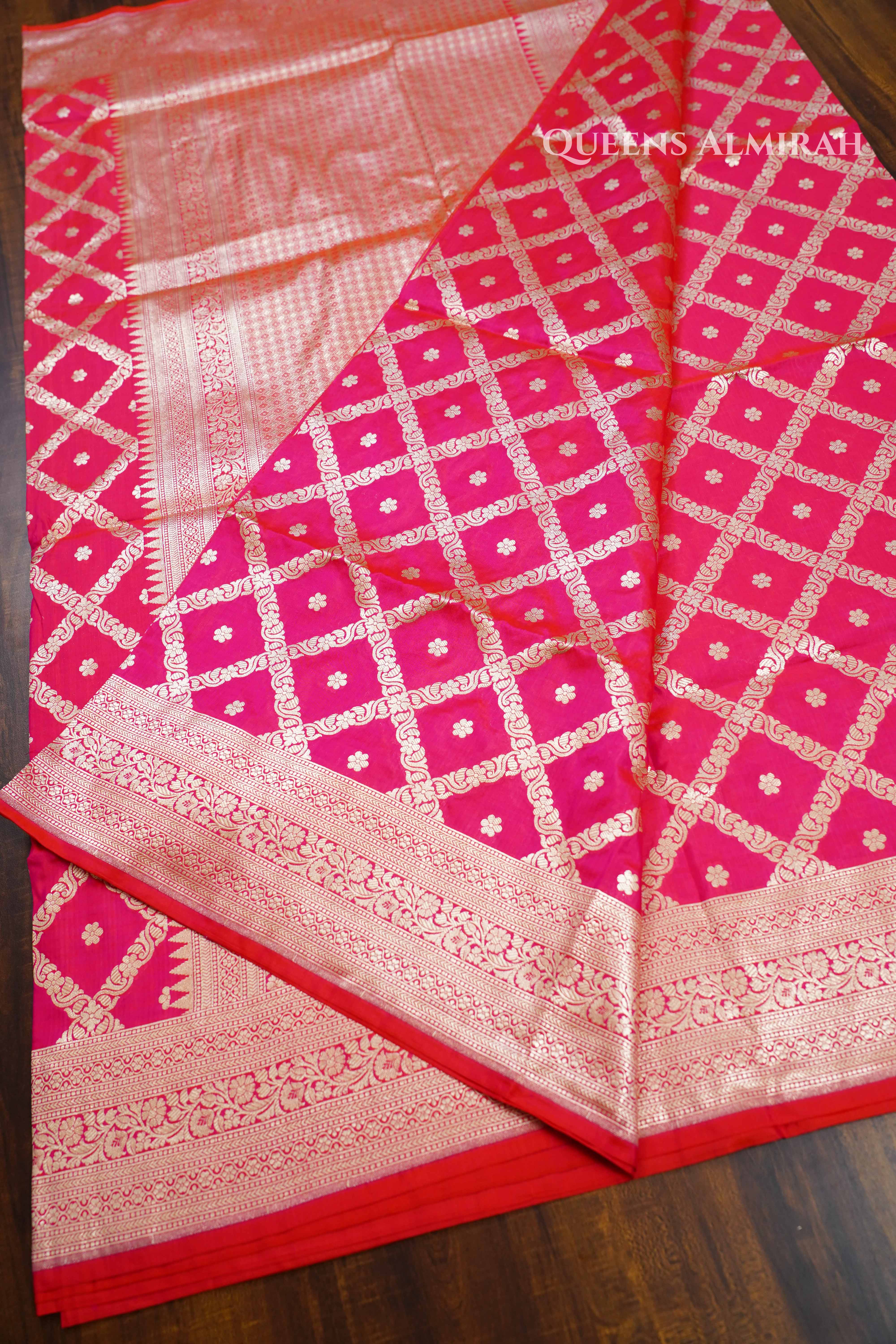 Magenta Pink Banarasi Silk Saree QUEENS ALMIRAH