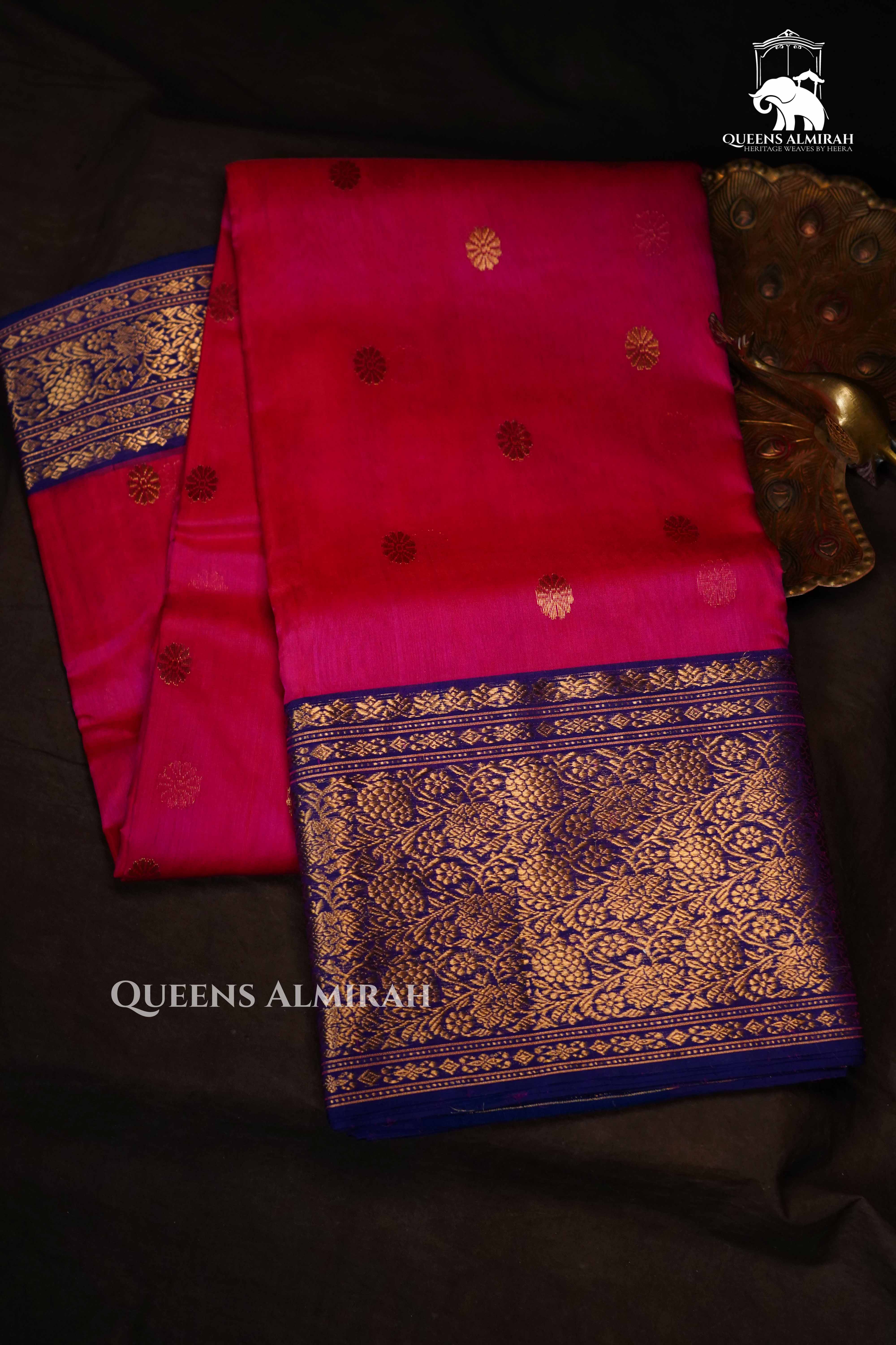 Magenta Pink Chanderi Katan Silk Handloom Saree QUEENS ALMIRAH