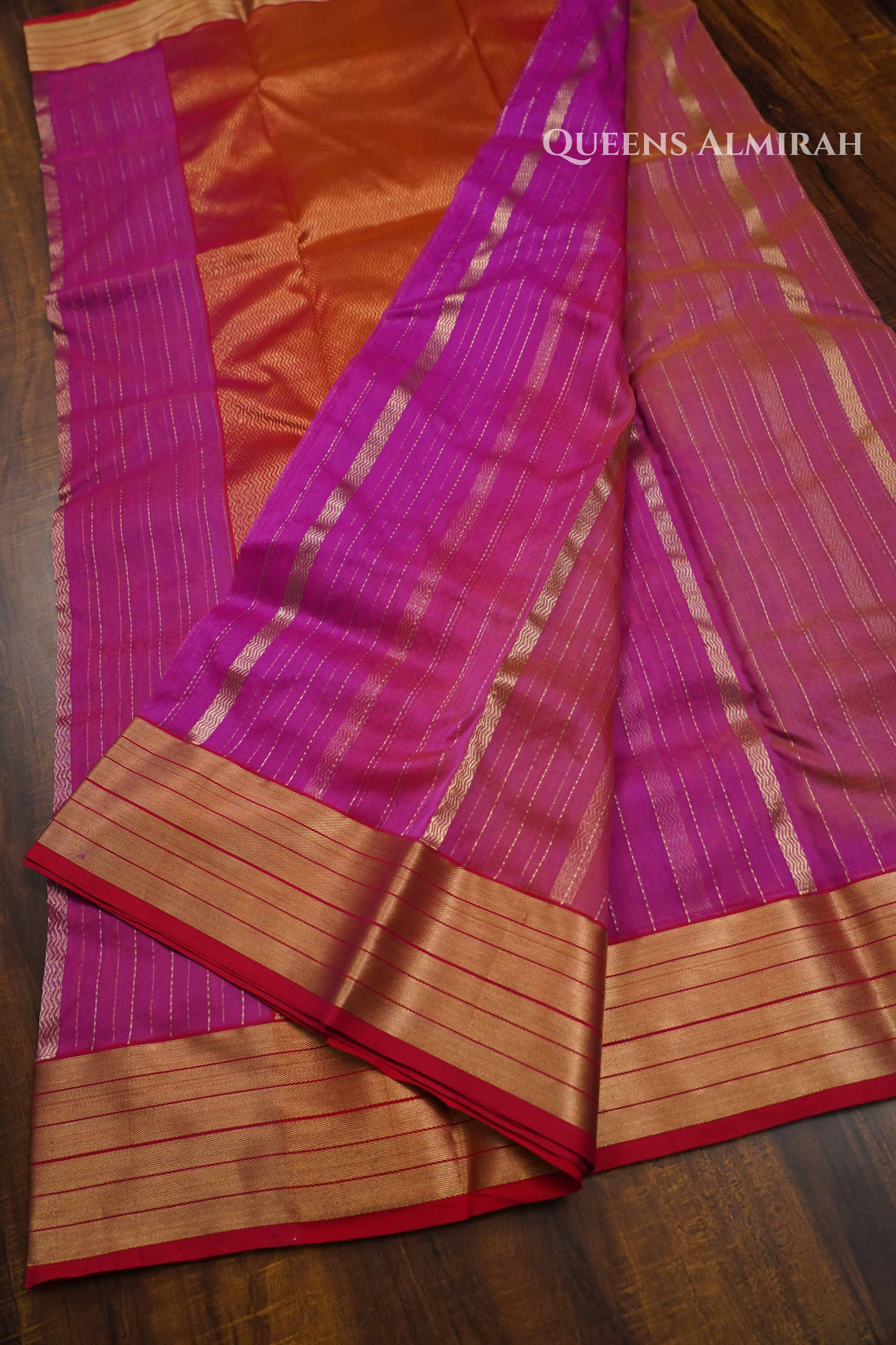 Magenta Pink Chanderi Silk Saree QUEENS ALMIRAH