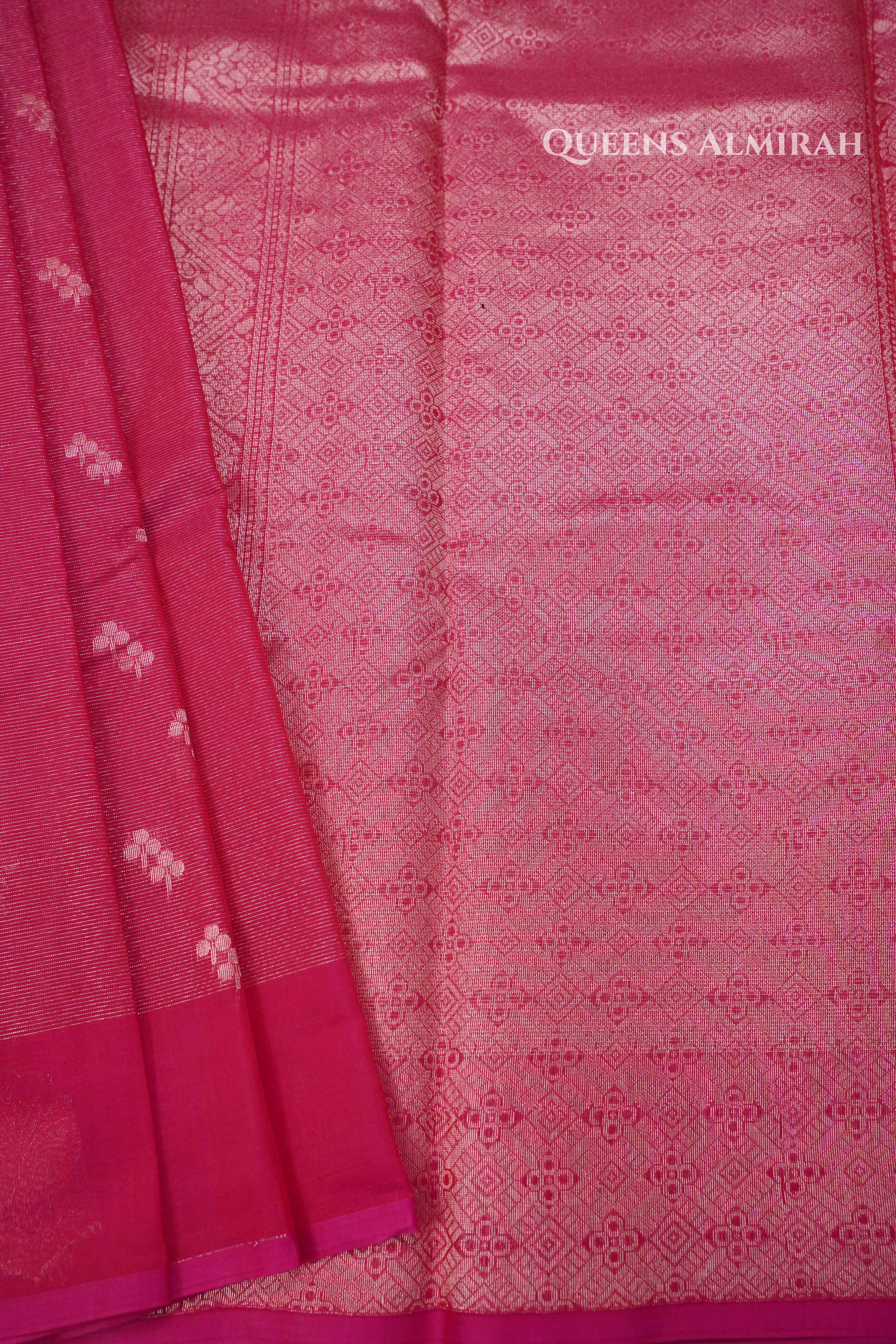 Magenta Pink Pure Silk Cotton Saree QUEENS ALMIRAH