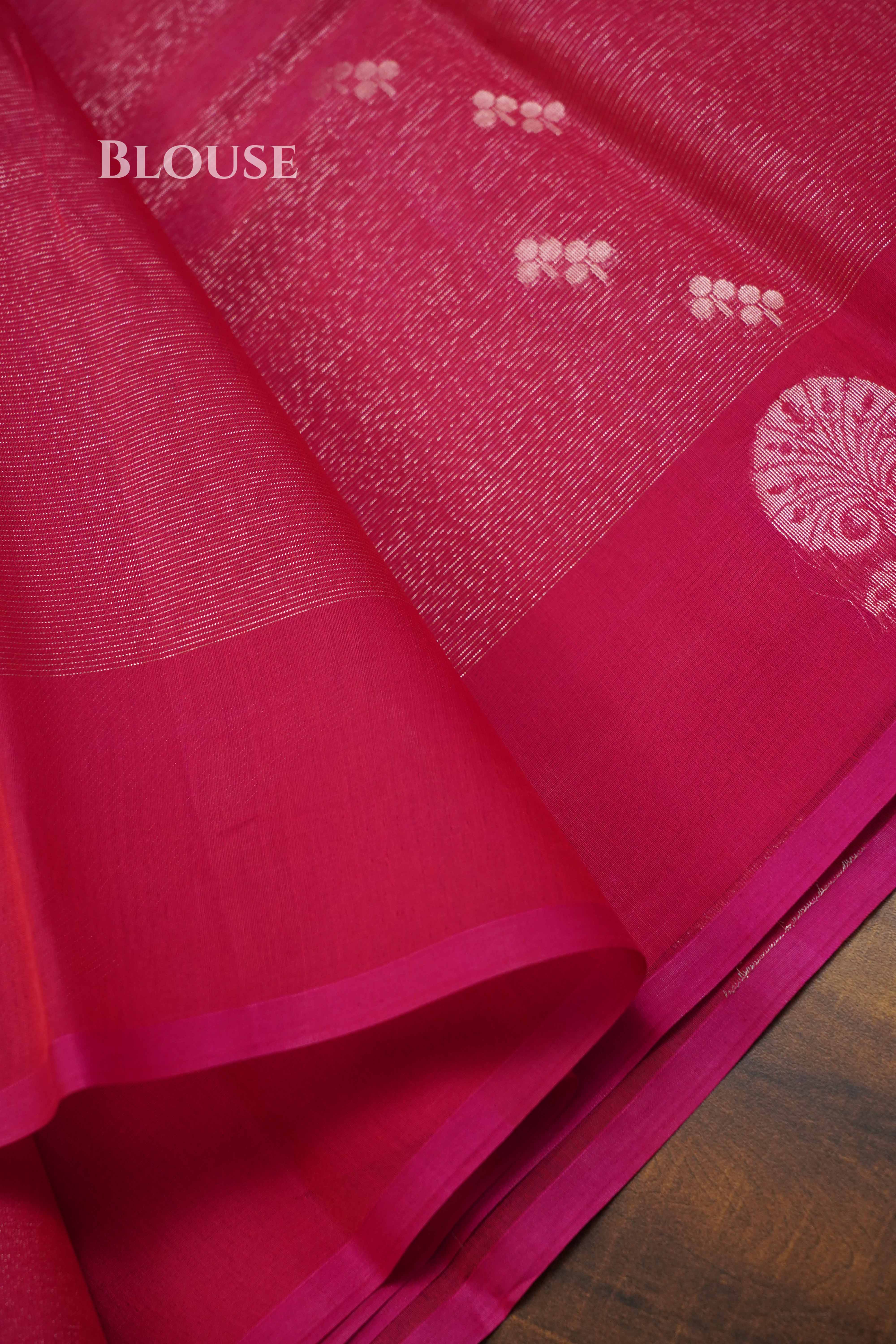 Magenta Pink Pure Silk Cotton Saree QUEENS ALMIRAH