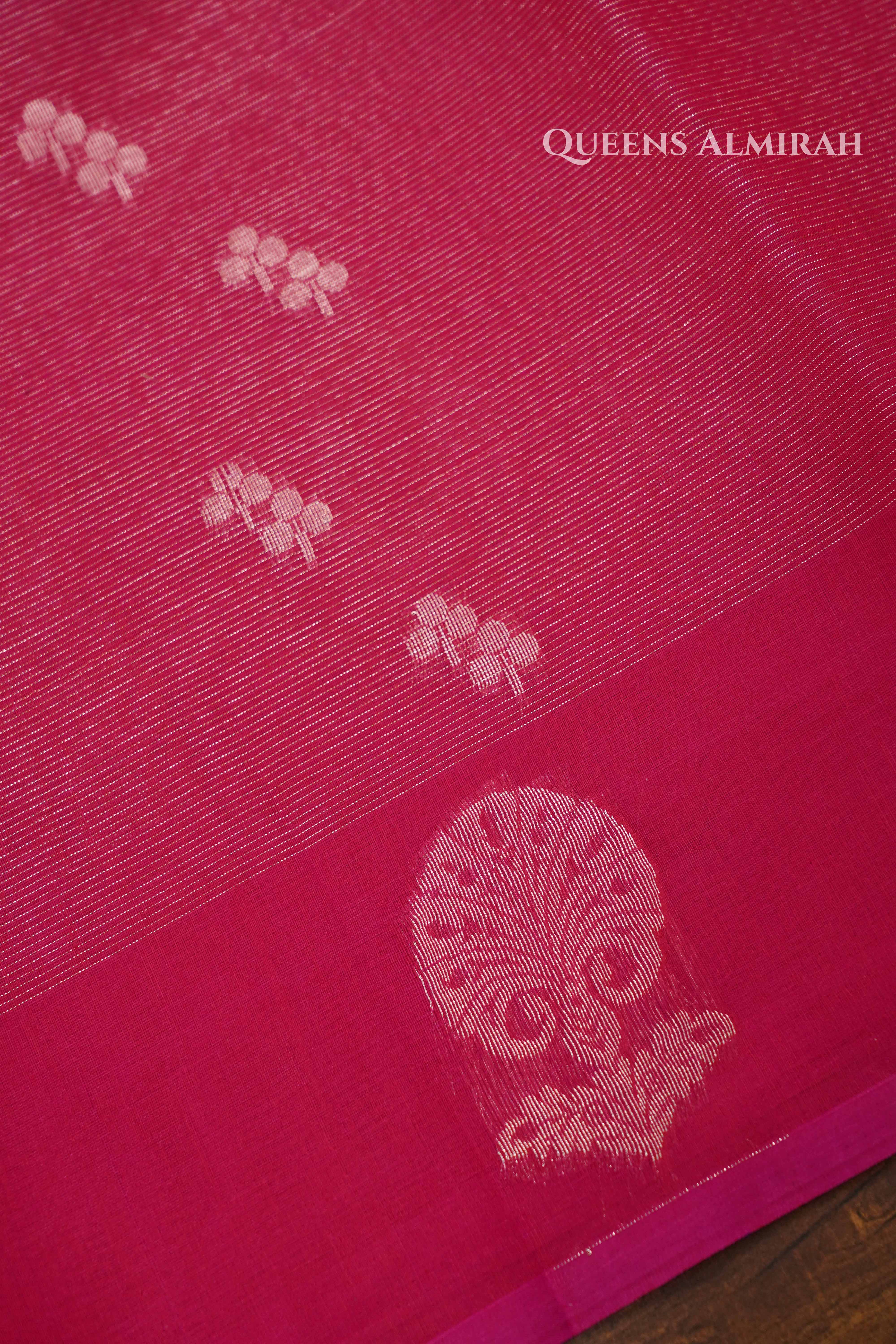Magenta Pink Pure Silk Cotton Saree QUEENS ALMIRAH