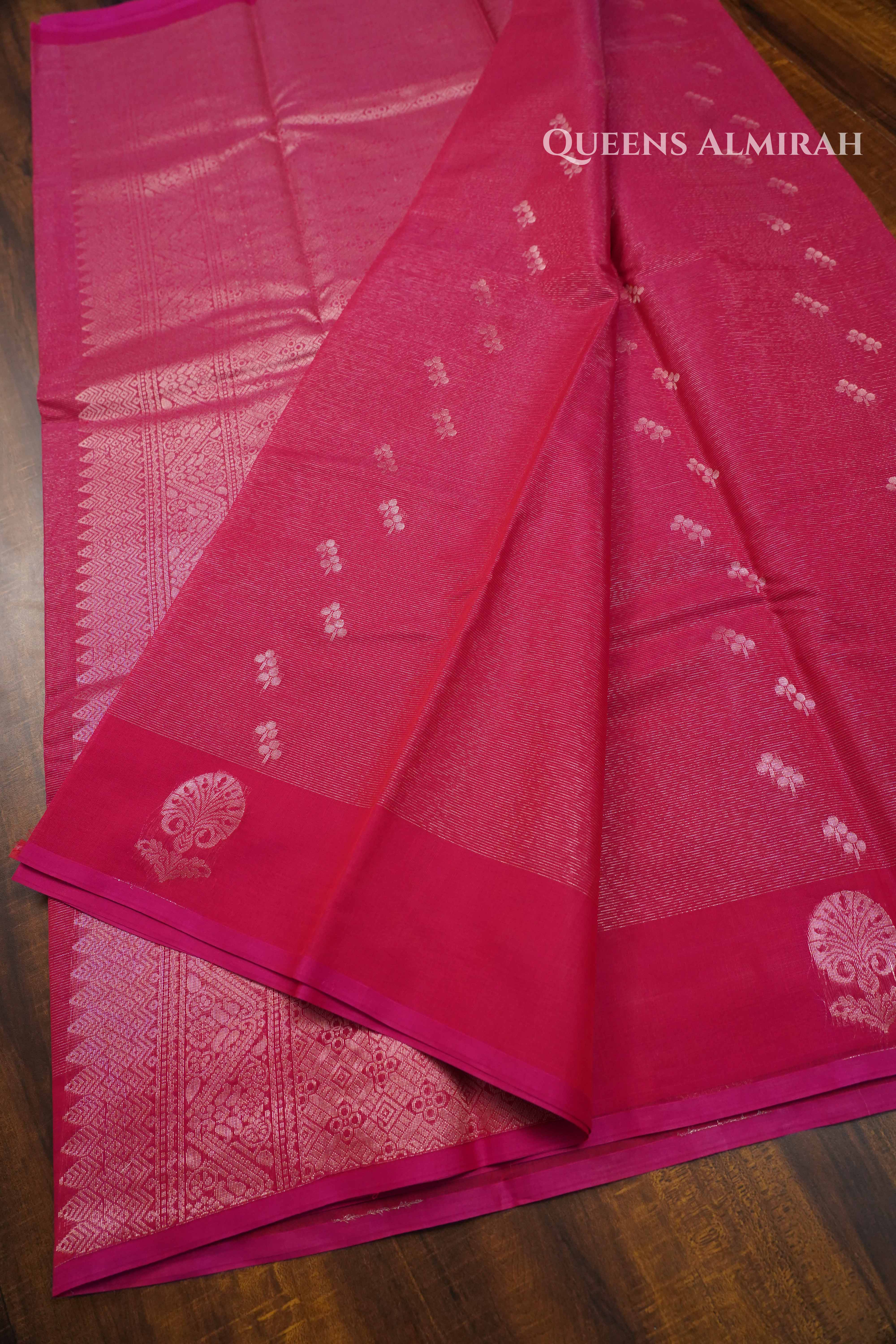 Magenta Pink Pure Silk Cotton Saree QUEENS ALMIRAH