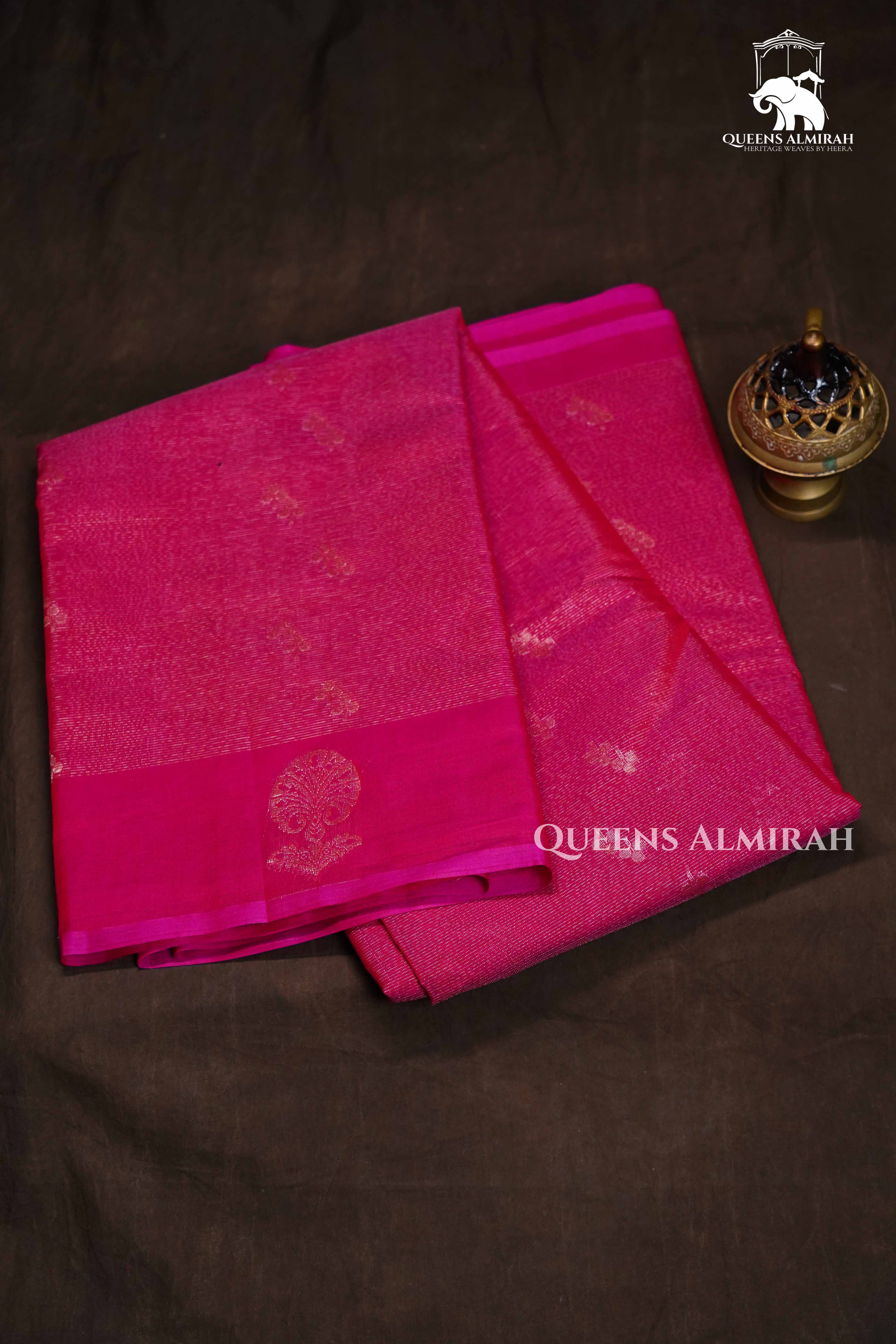 Magenta Pink Pure Silk Cotton Saree QUEENS ALMIRAH
