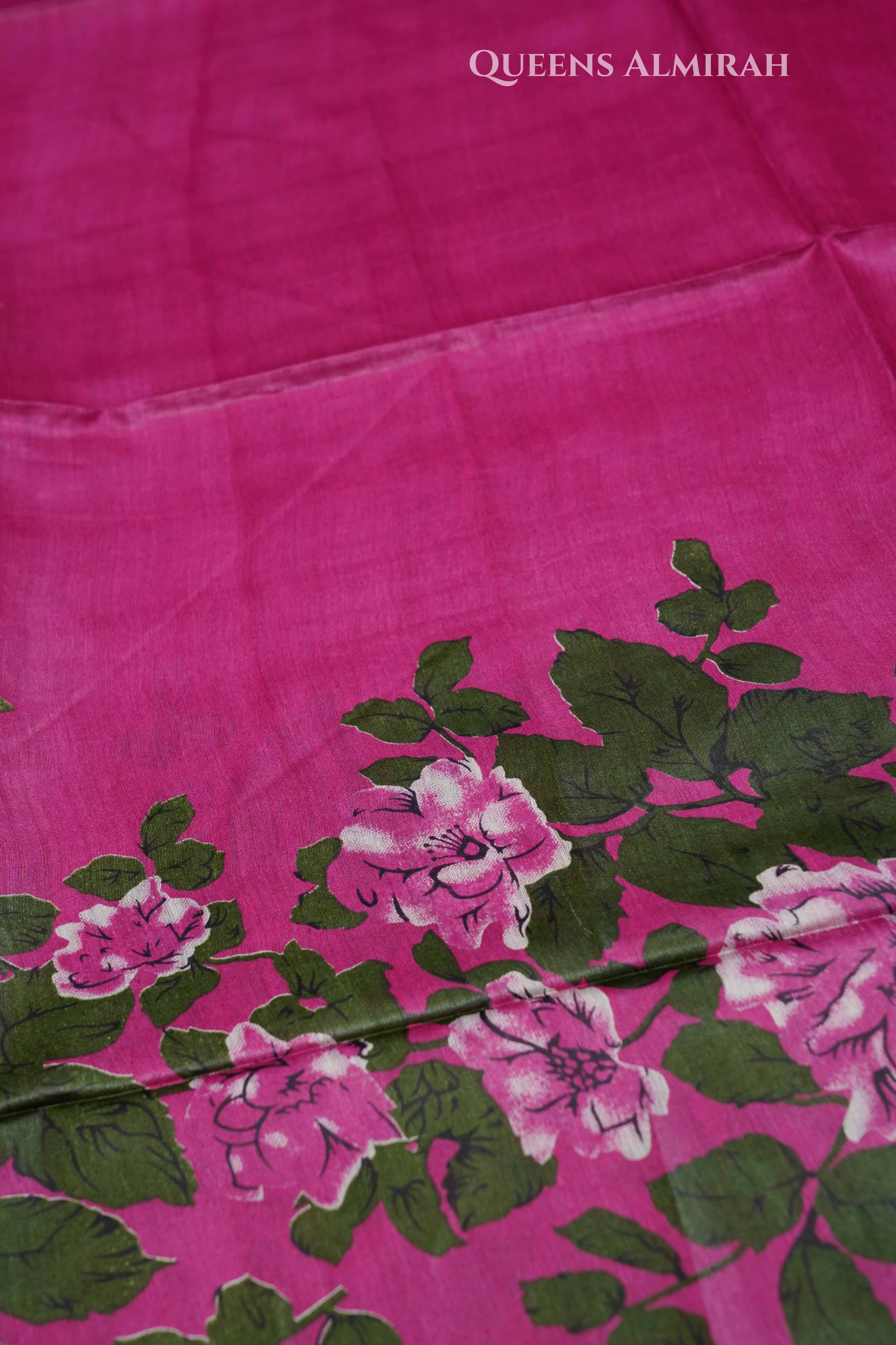 Magenta Pink Pure tussar silk Saree QUEENS ALMIRAH