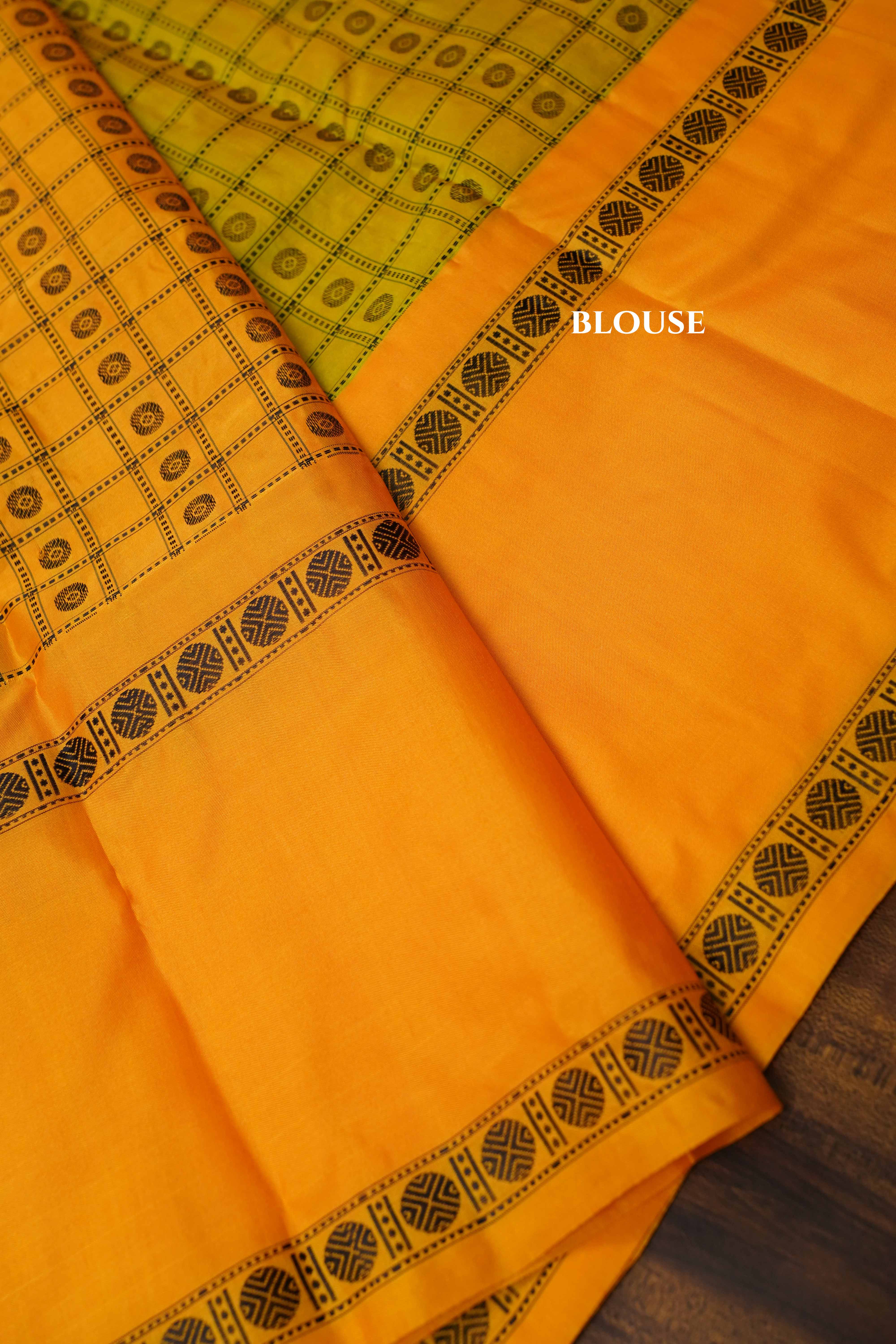 Manthulir Green With Yellow Kanchivaram silk saree QUEENS ALMIRAH