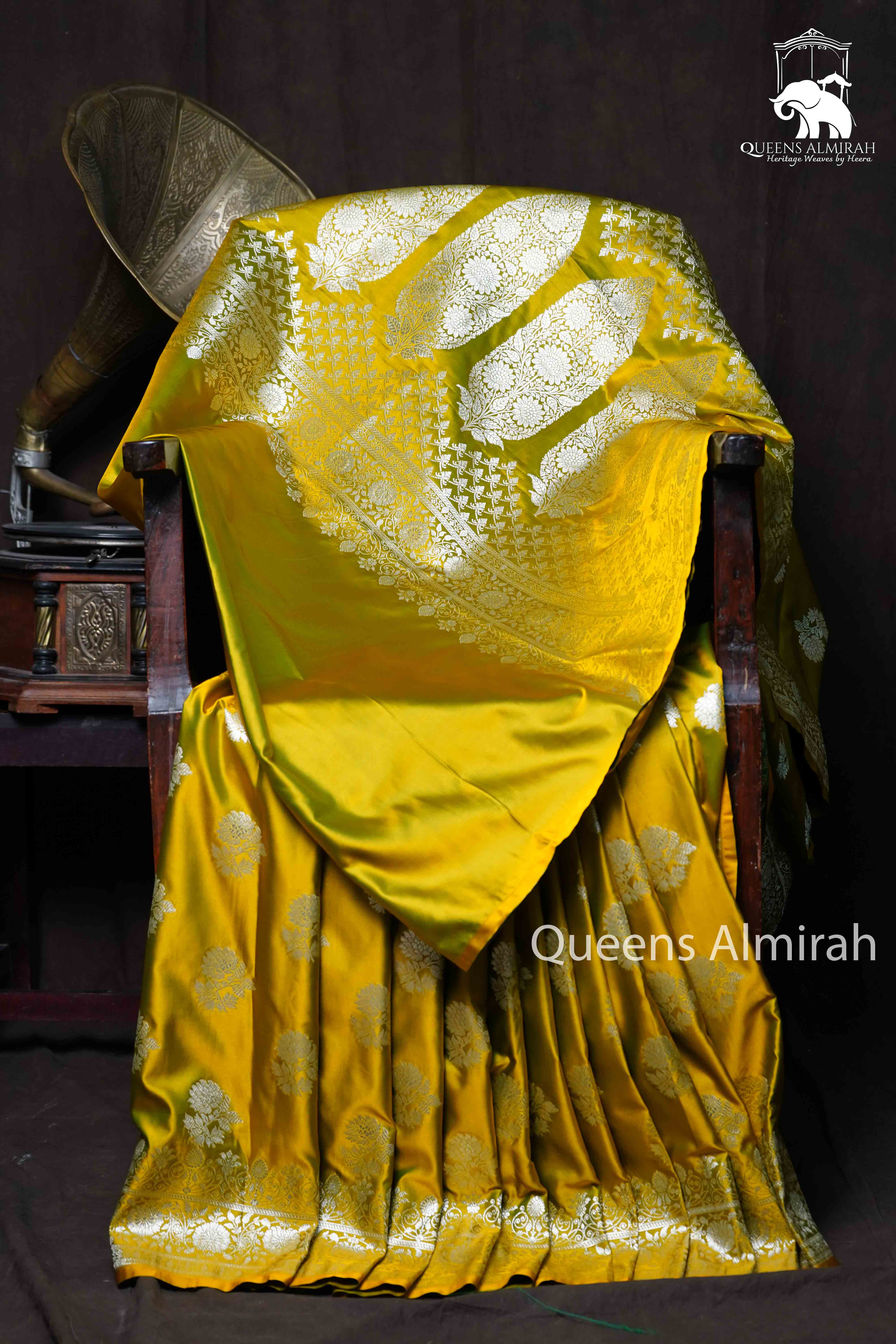 Manthulir Yellow Mushru  Banarasi Silk Saree - Queens Jewel Emporium