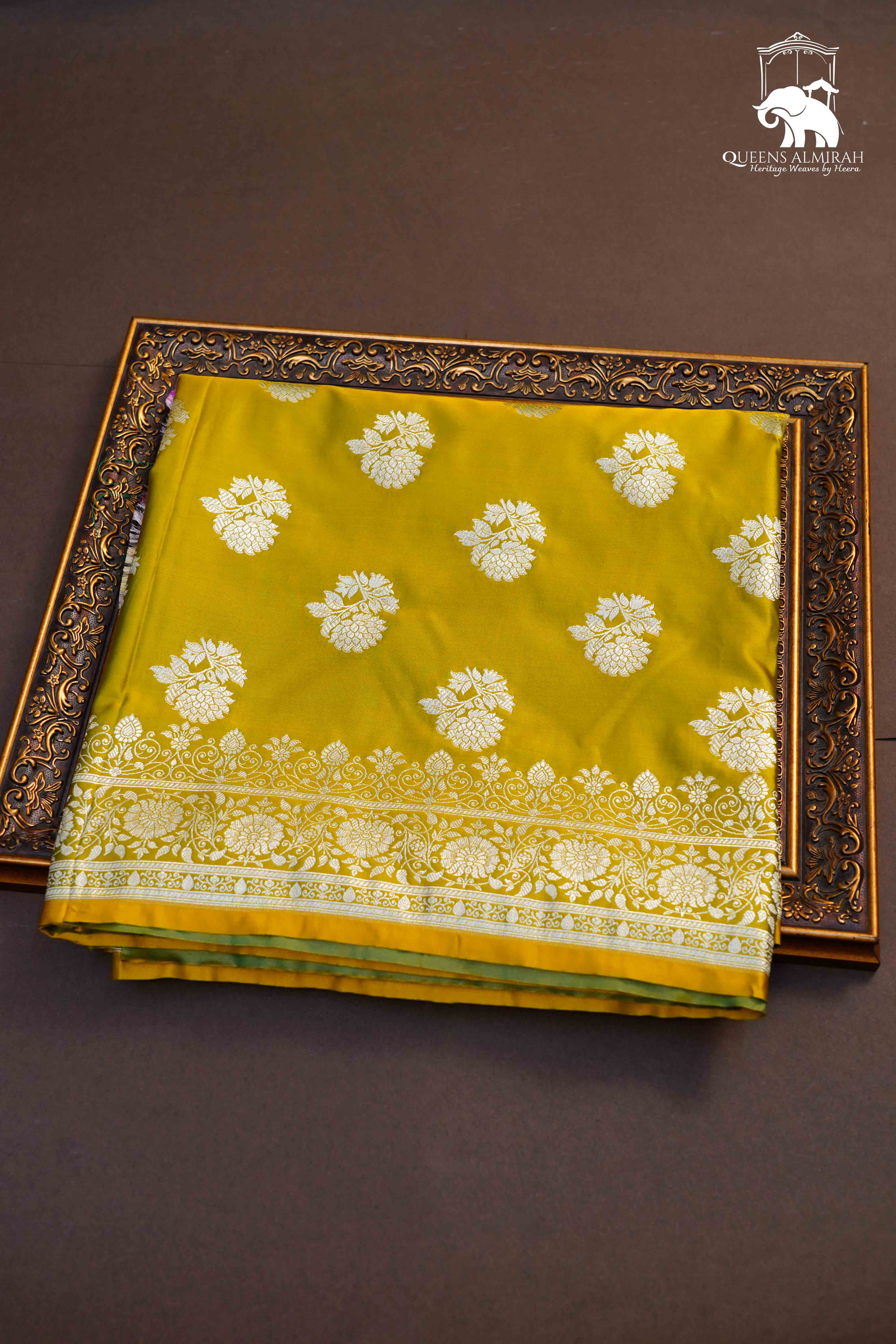 Manthulir Yellow Mushru  Banarasi Silk Saree - Queens Jewel Emporium