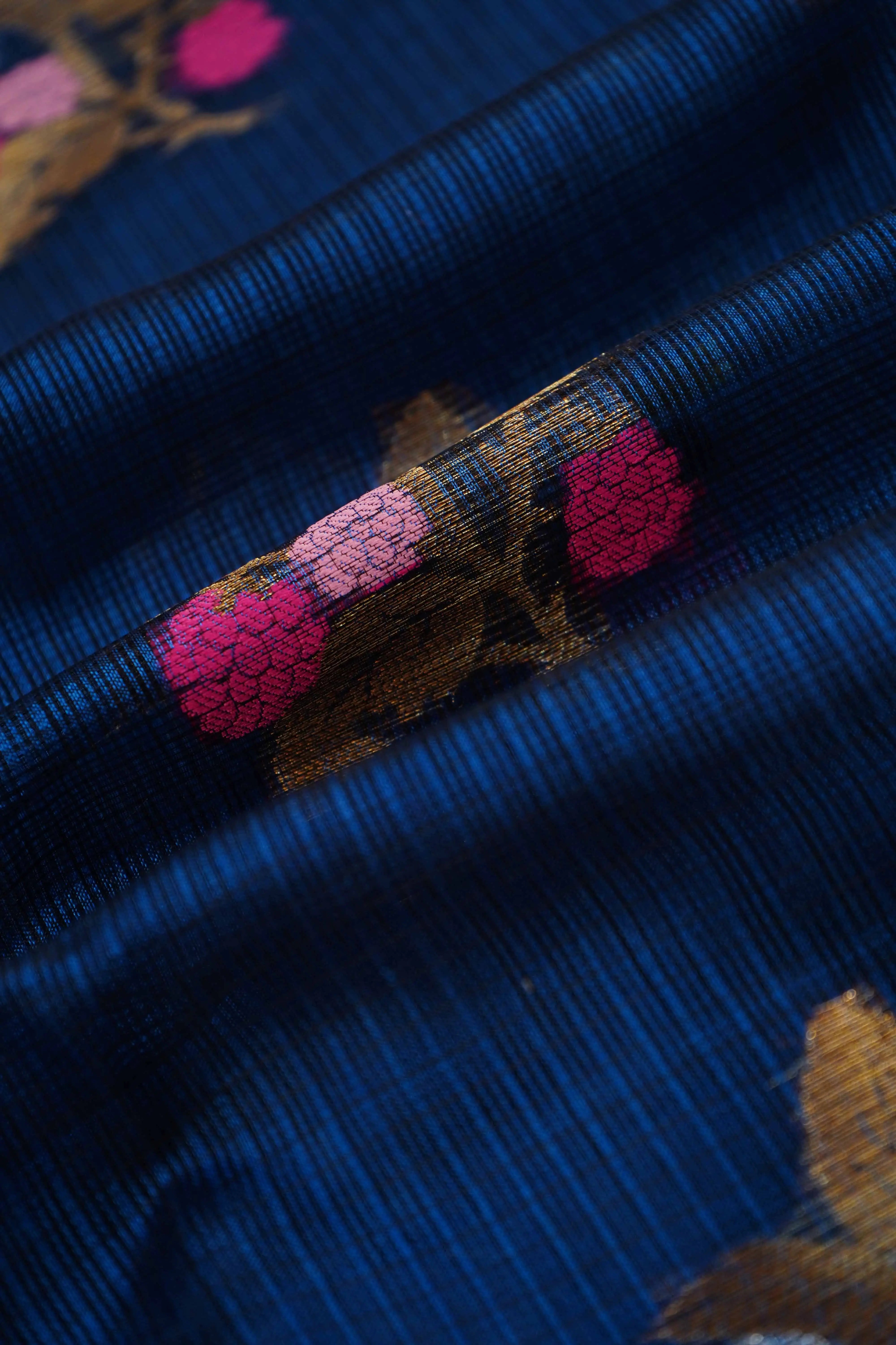 MARINE BLUE PURE KOTA SILK SAREE - Queens Jewel Emporium