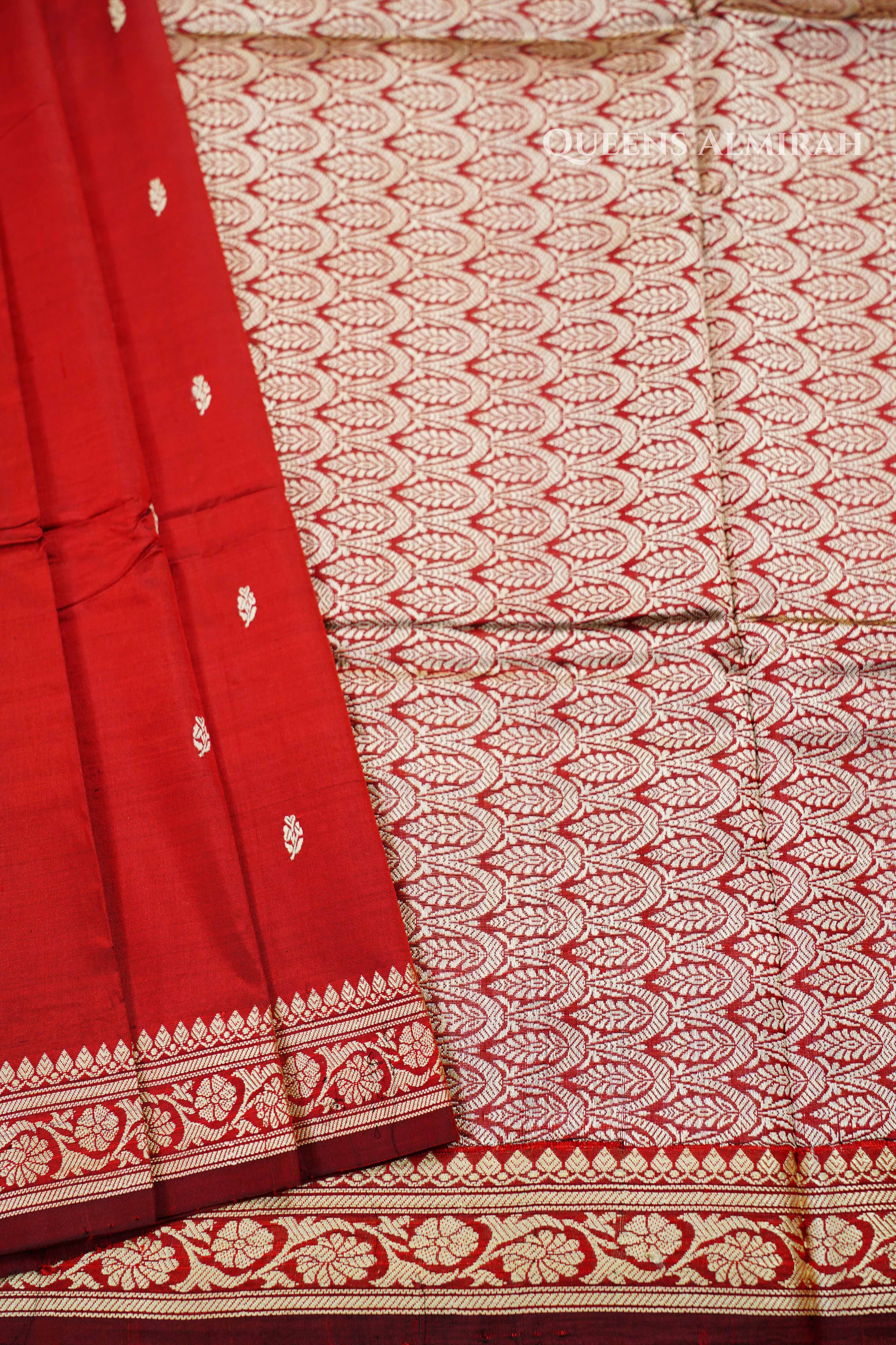 Maroon Banarasi Silk Saree QUEENS ALMIRAH