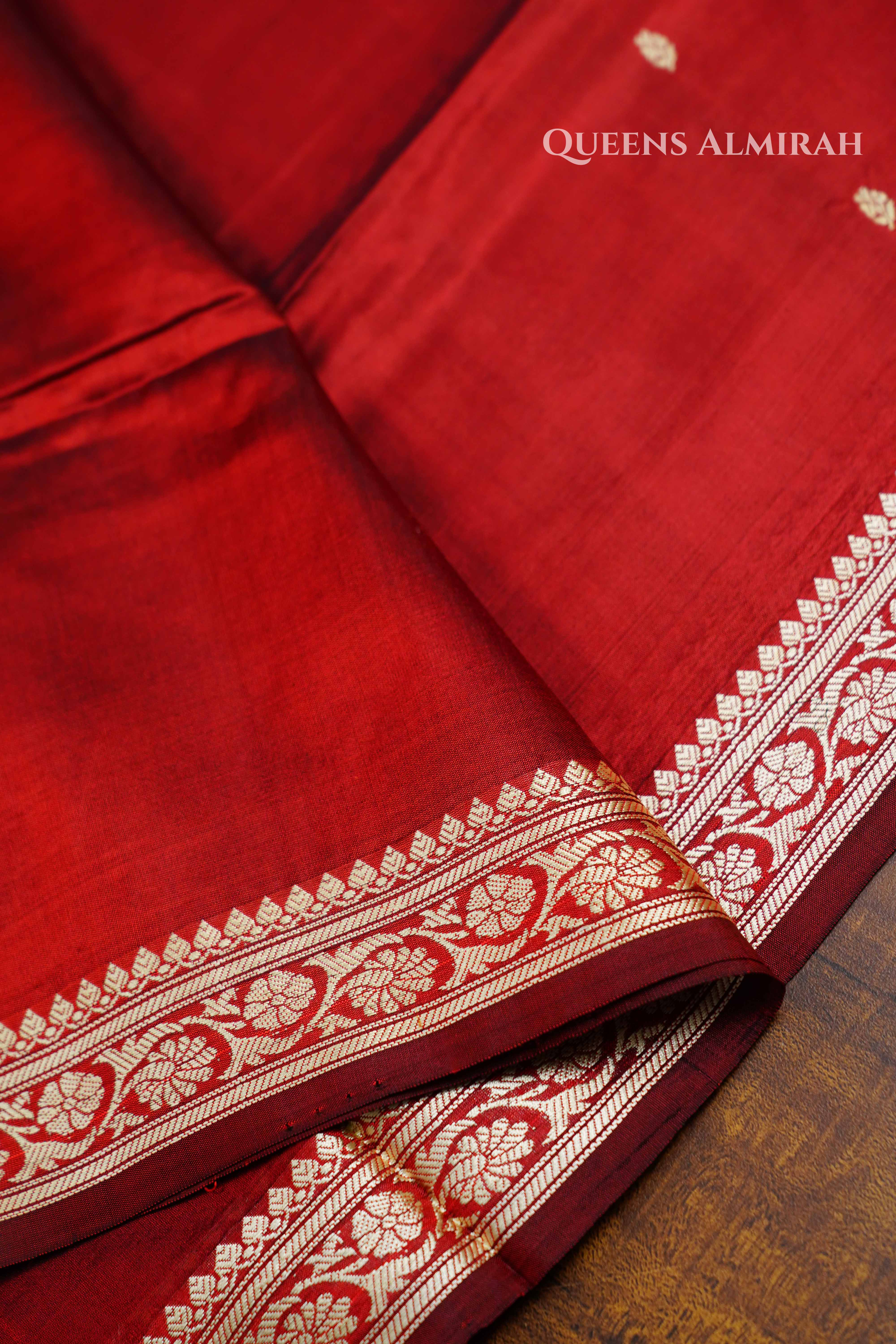Maroon Banarasi Silk Saree QUEENS ALMIRAH