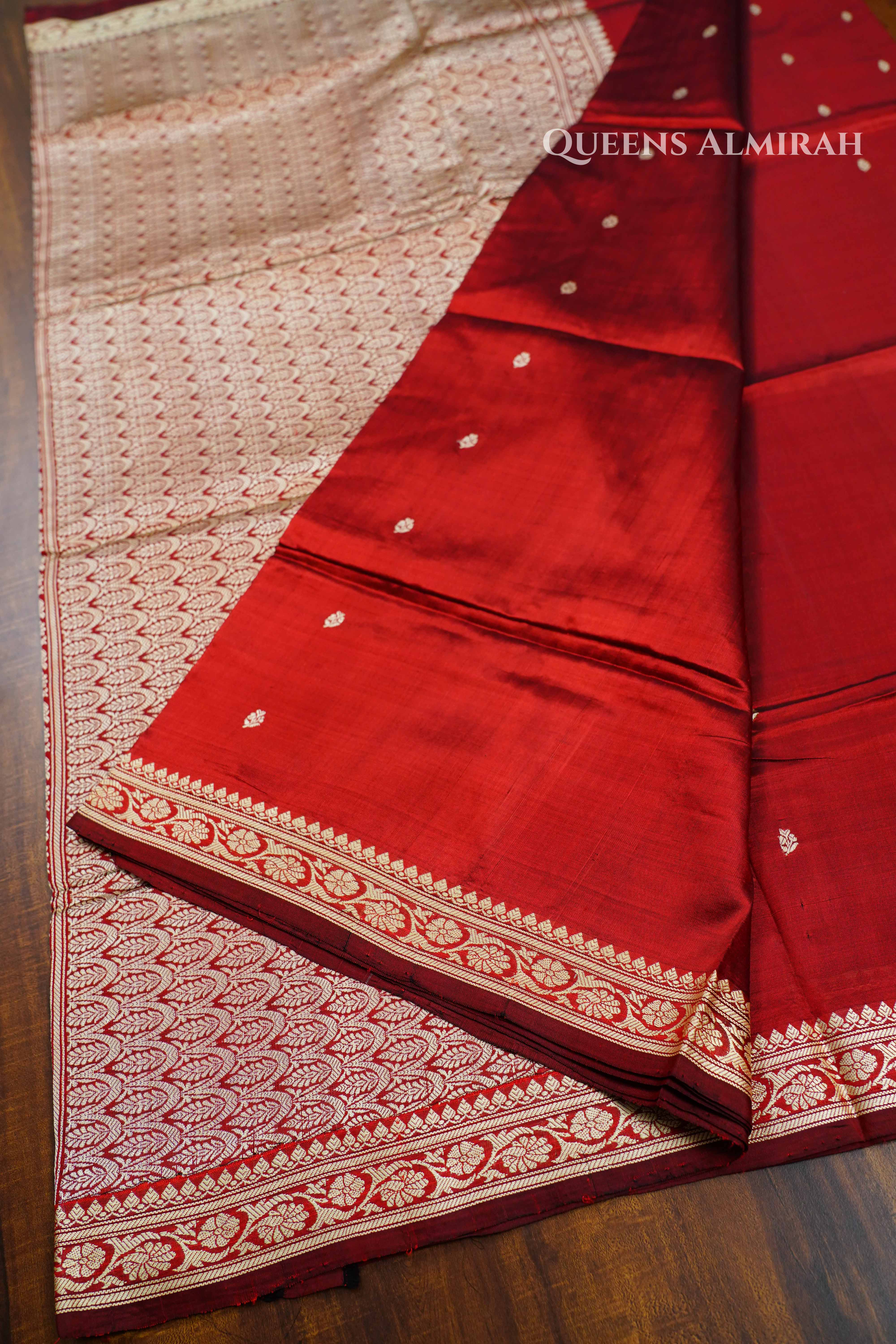 Maroon Banarasi Silk Saree QUEENS ALMIRAH