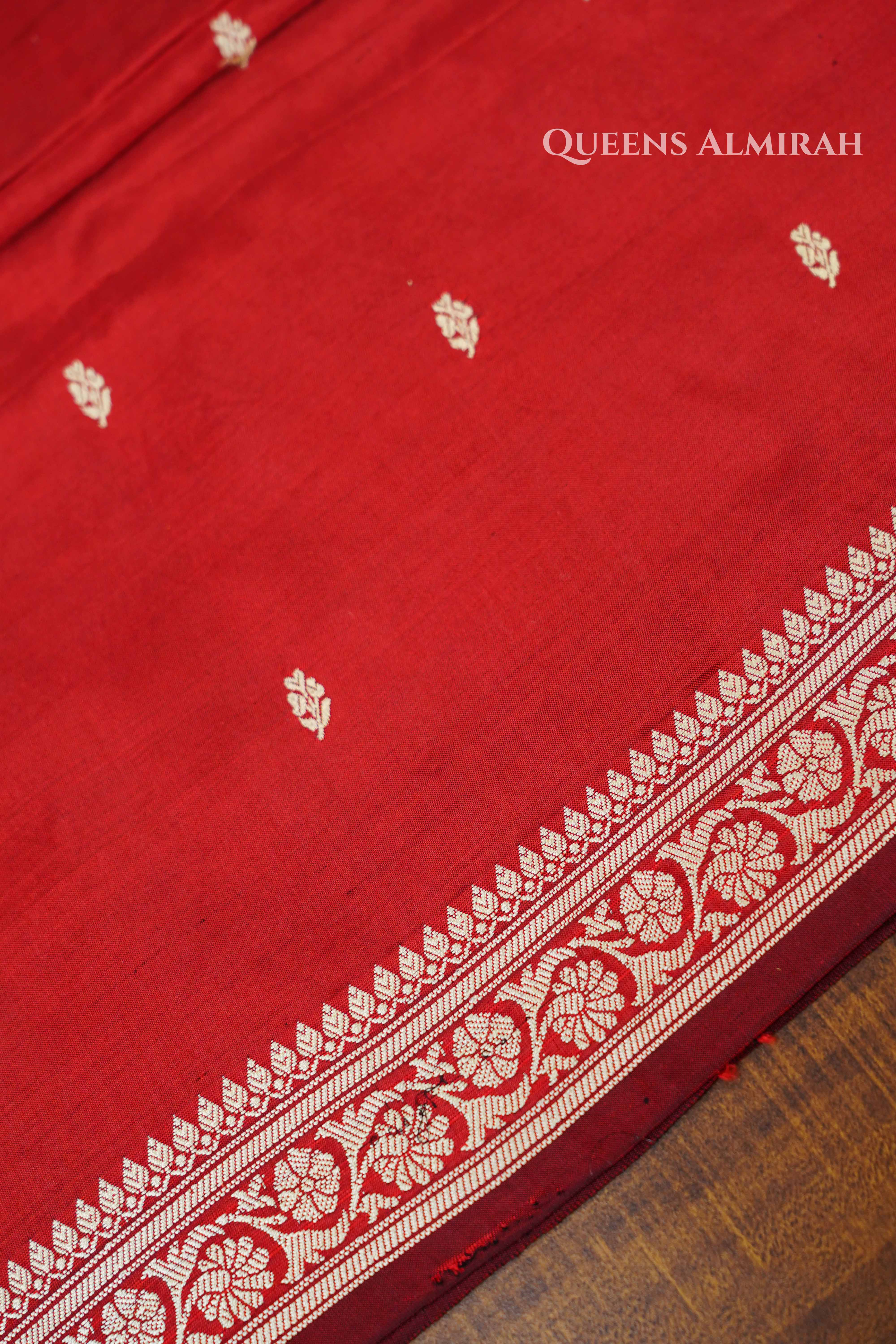 Maroon Banarasi Silk Saree QUEENS ALMIRAH