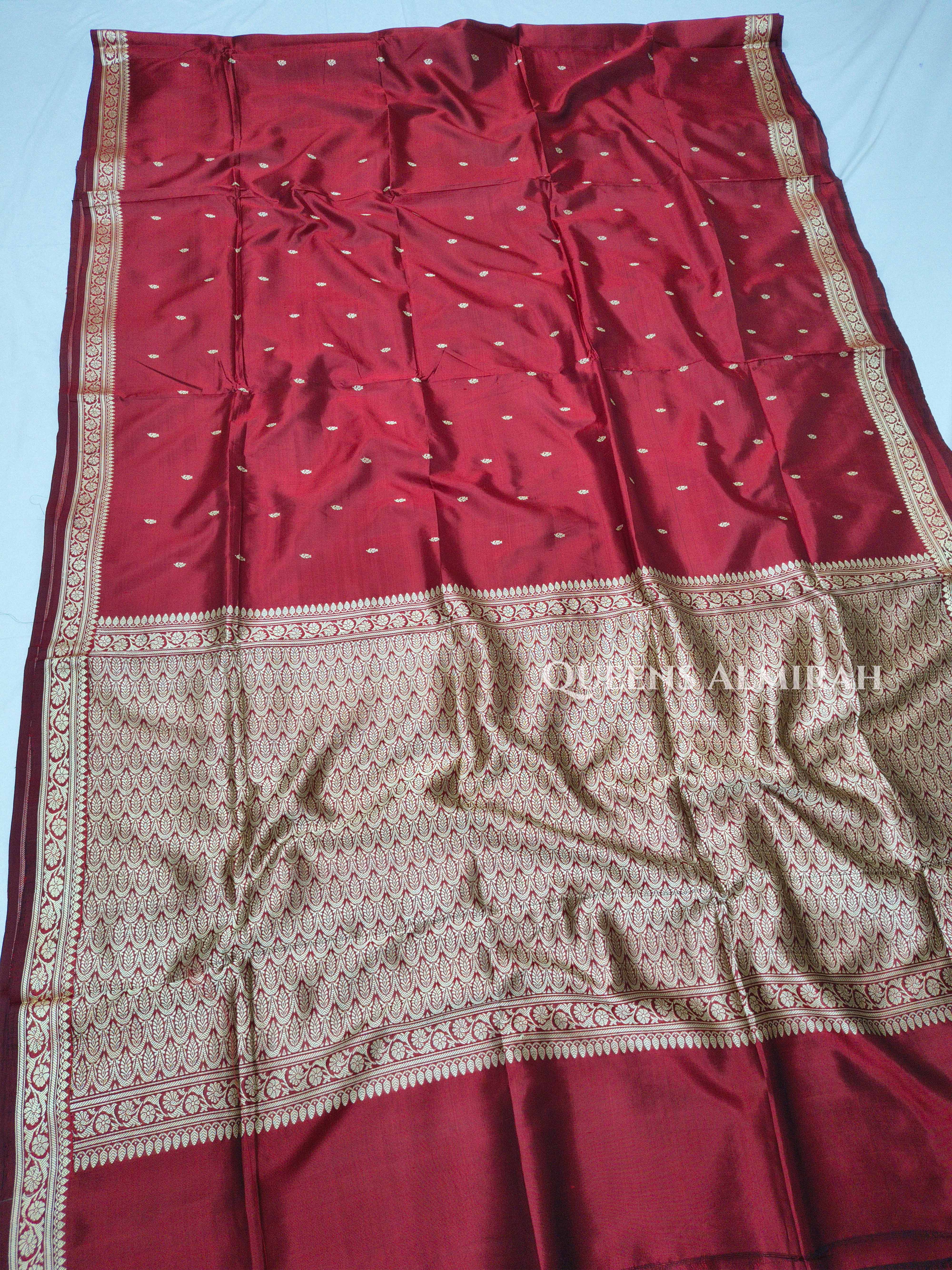Maroon Banarasi Silk Saree QUEENS ALMIRAH