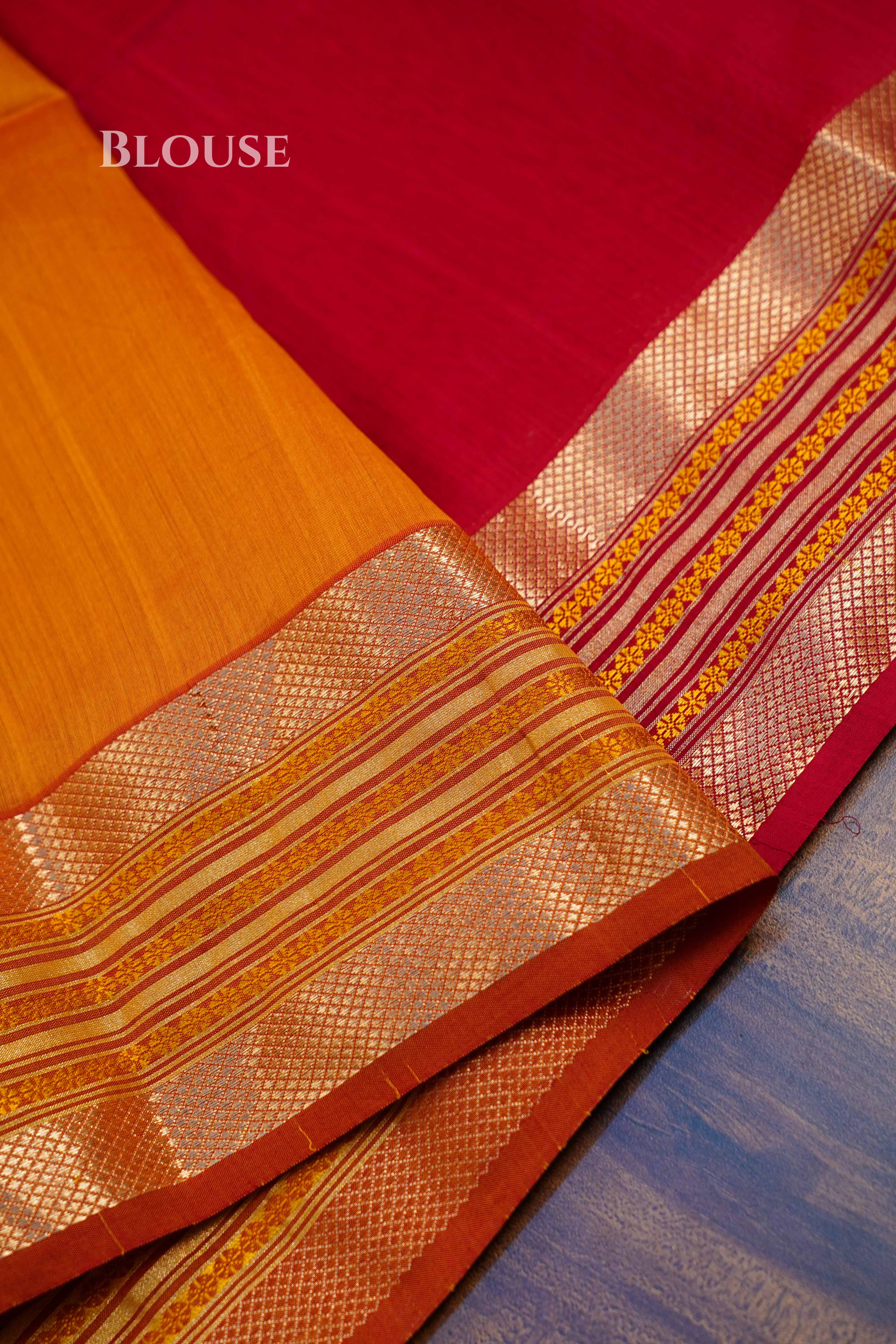 Maroon Maheshwari Silk Cotton Saree QUEENS ALMIRAH