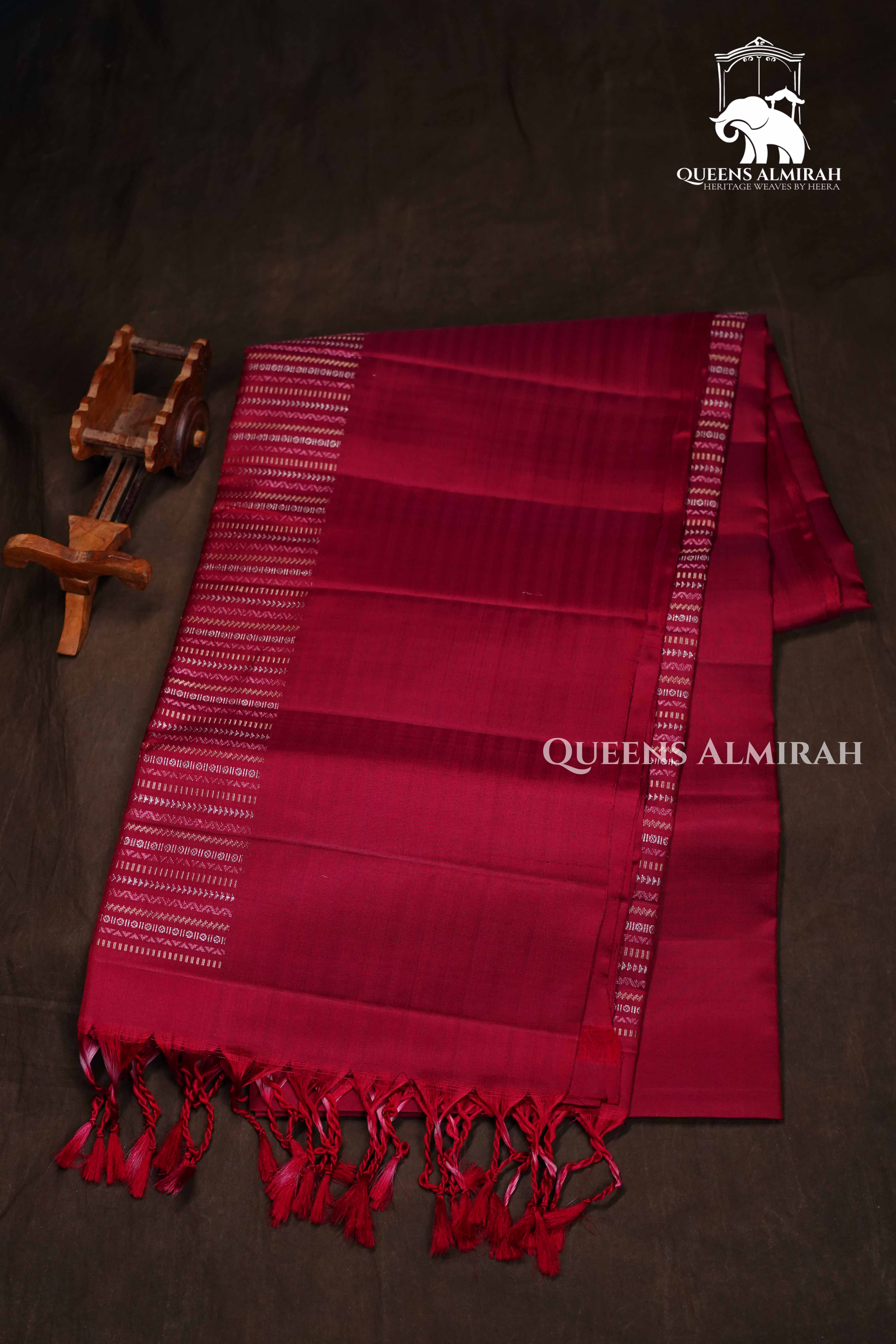 Maroon Pure Soft Silk Saree QUEENS ALMIRAH