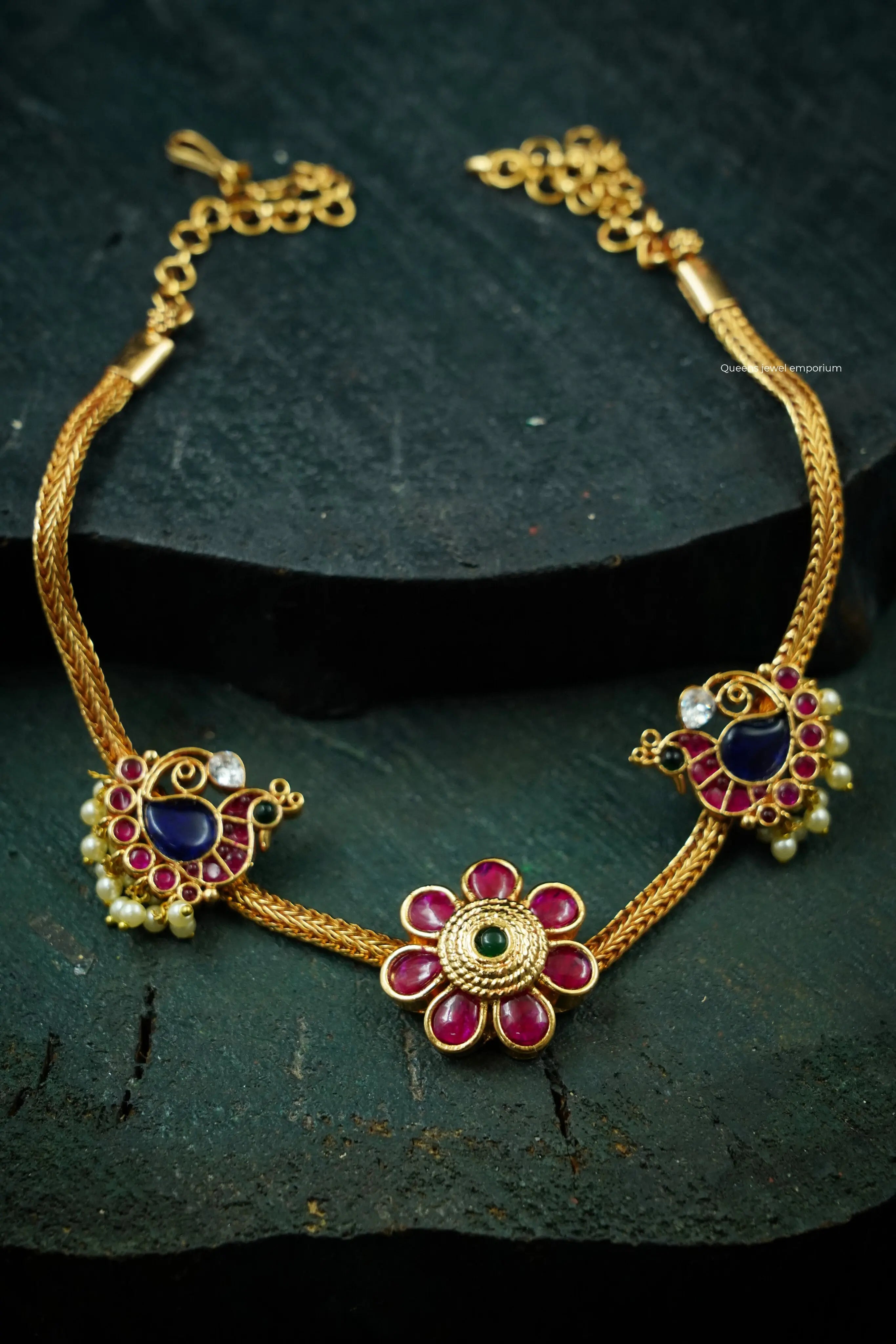 Mayuri Floral Kemp Necklace Queens Jewel Emporium