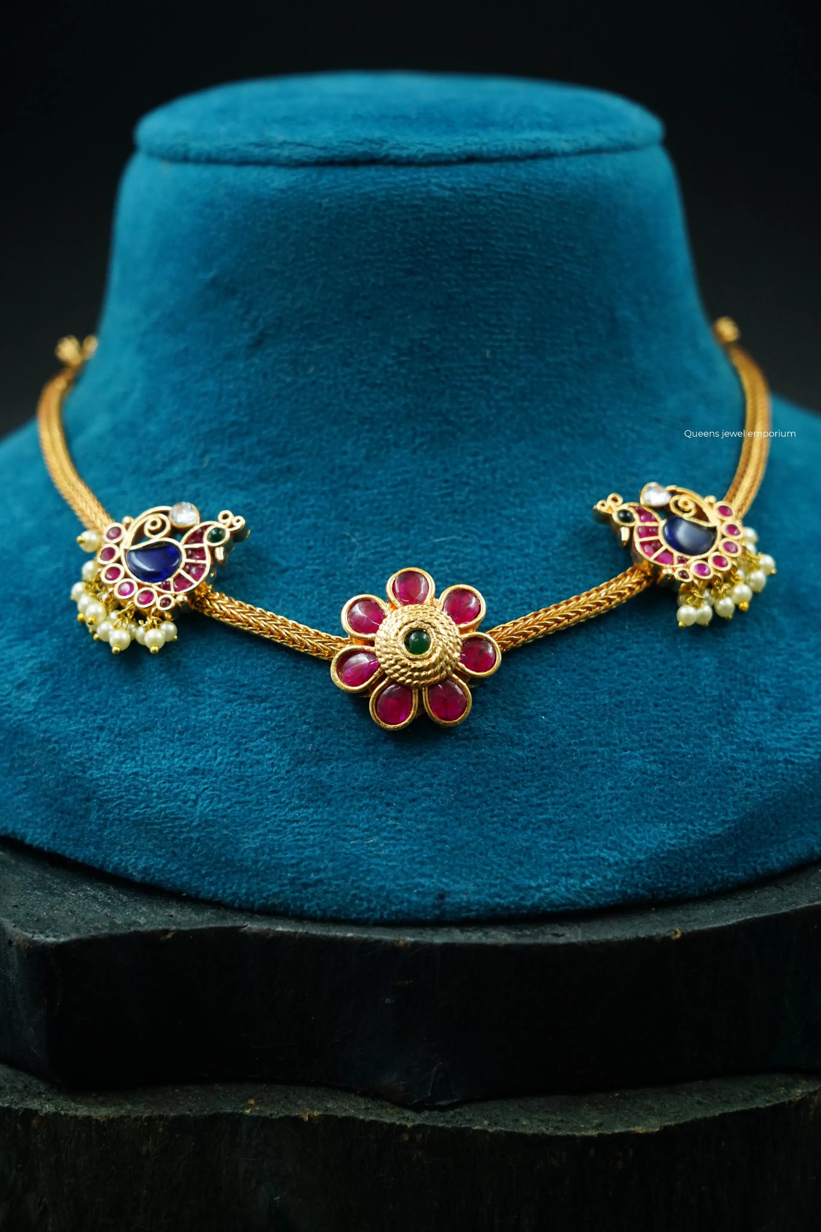 Mayuri Floral Kemp Necklace Queens Jewel Emporium