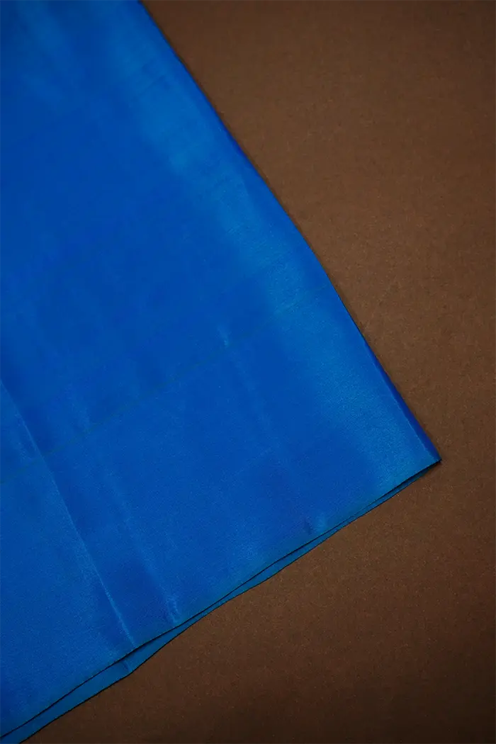 METALLIC BLUE WITH CYAN BLUE PURE KANCHIVARAM SILK SAREE - Queens Jewel Emporium
