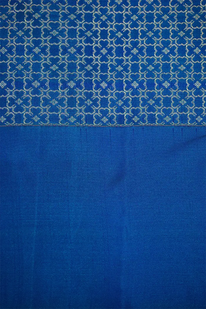 METALLIC BLUE WITH CYAN BLUE PURE KANCHIVARAM SILK SAREE - Queens Jewel Emporium
