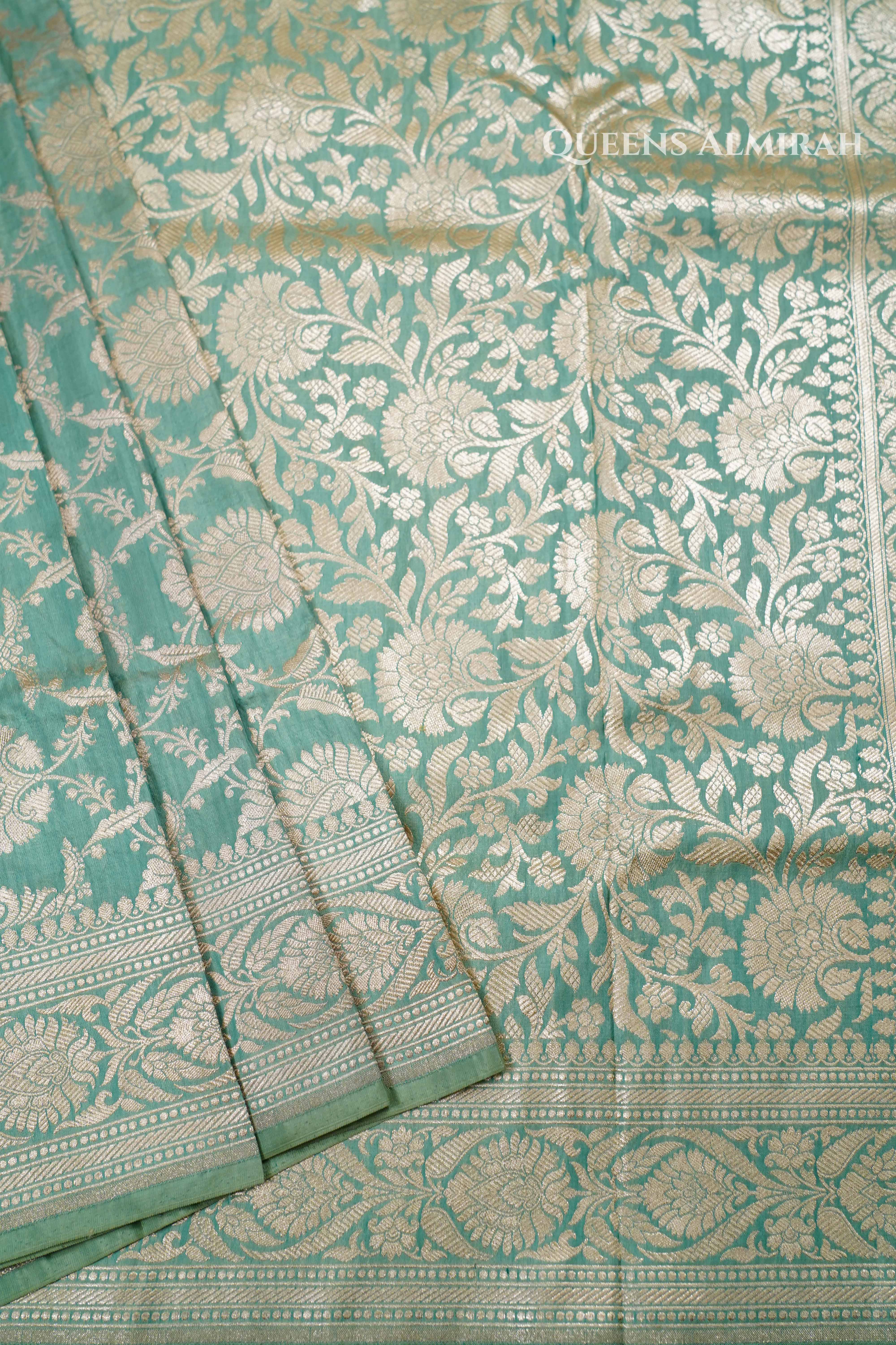 Mint Green Banarasi Silk Saree QUEENS ALMIRAH
