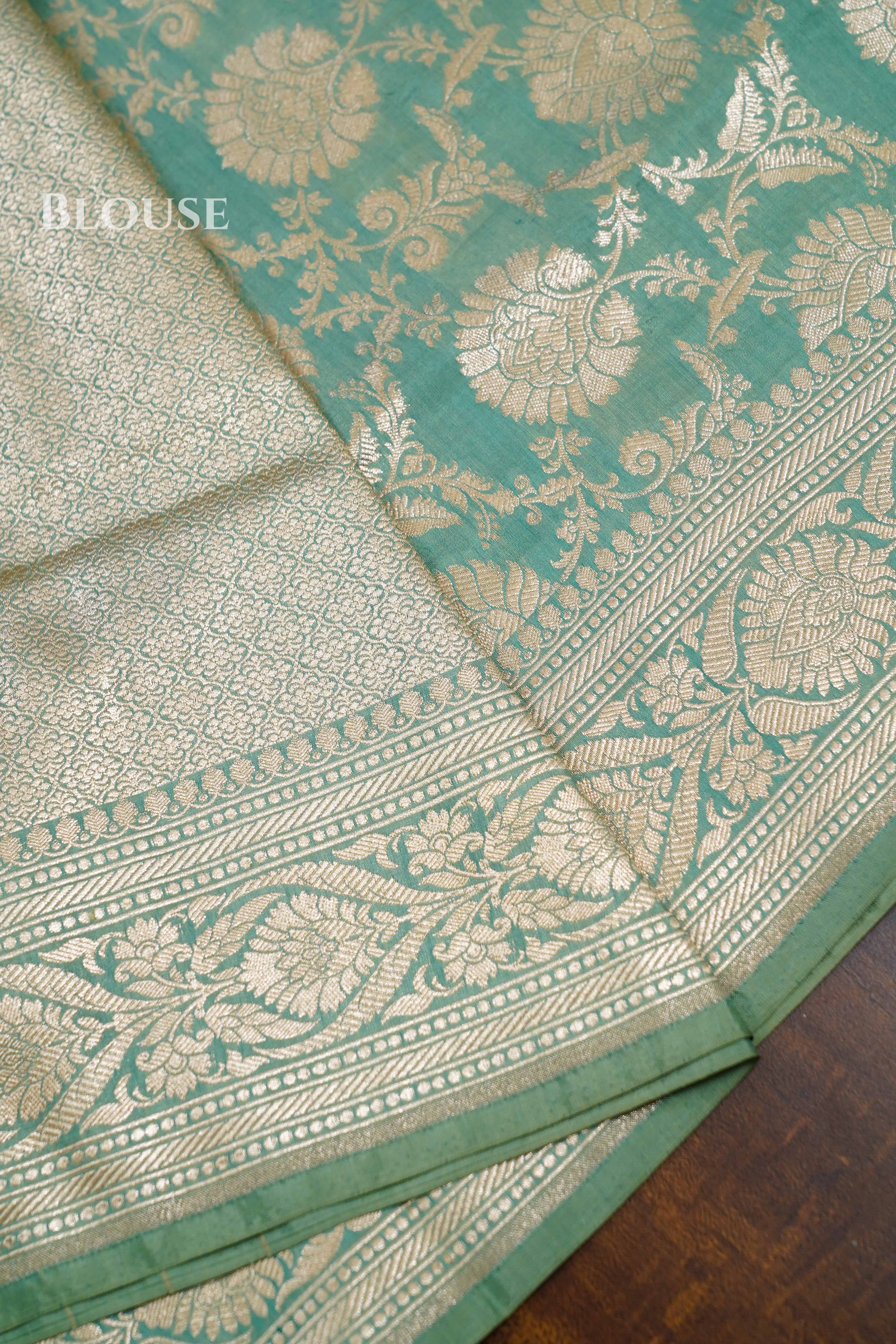 Mint Green Banarasi Silk Saree QUEENS ALMIRAH