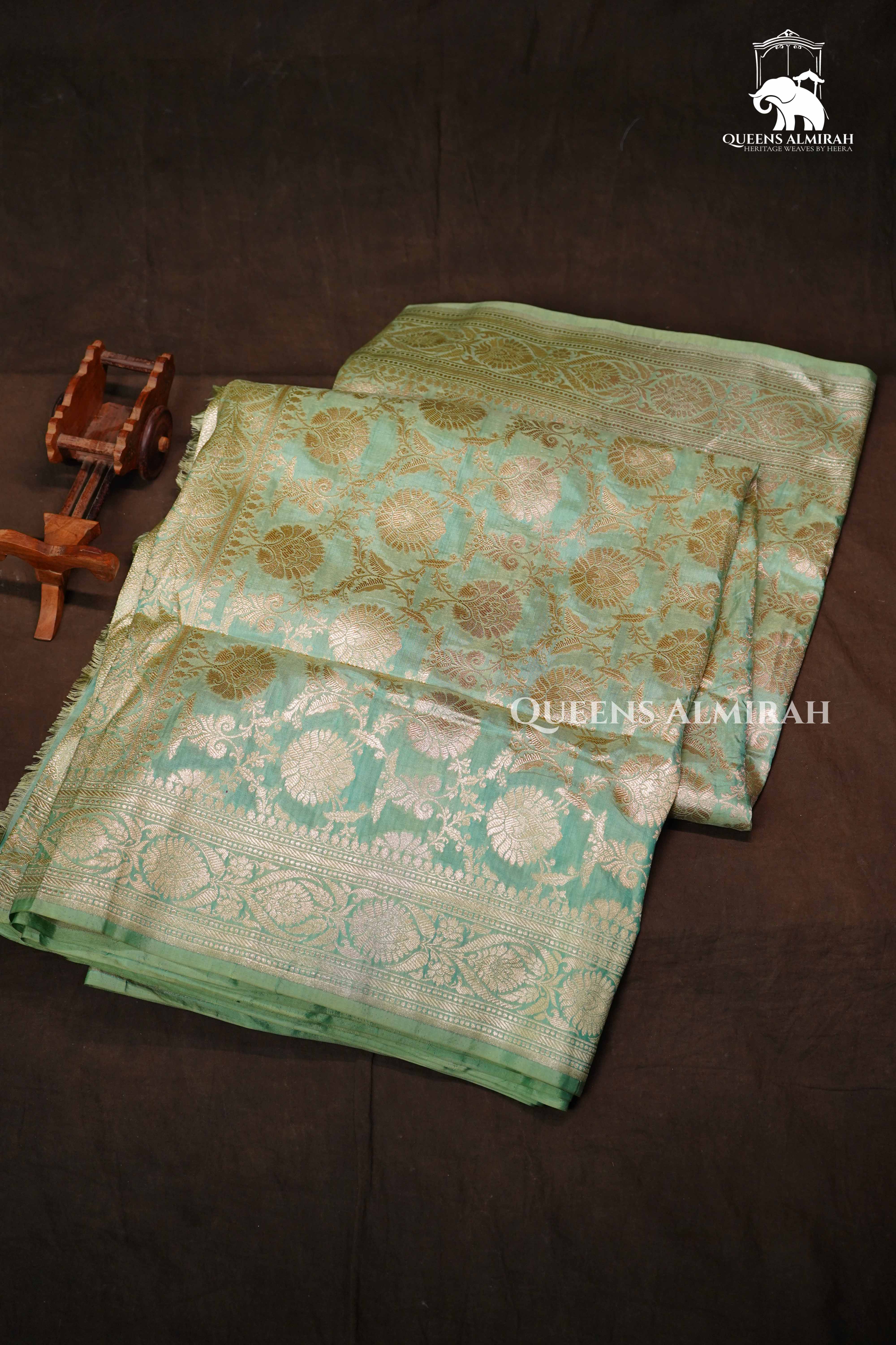 Mint Green Banarasi Silk Saree QUEENS ALMIRAH