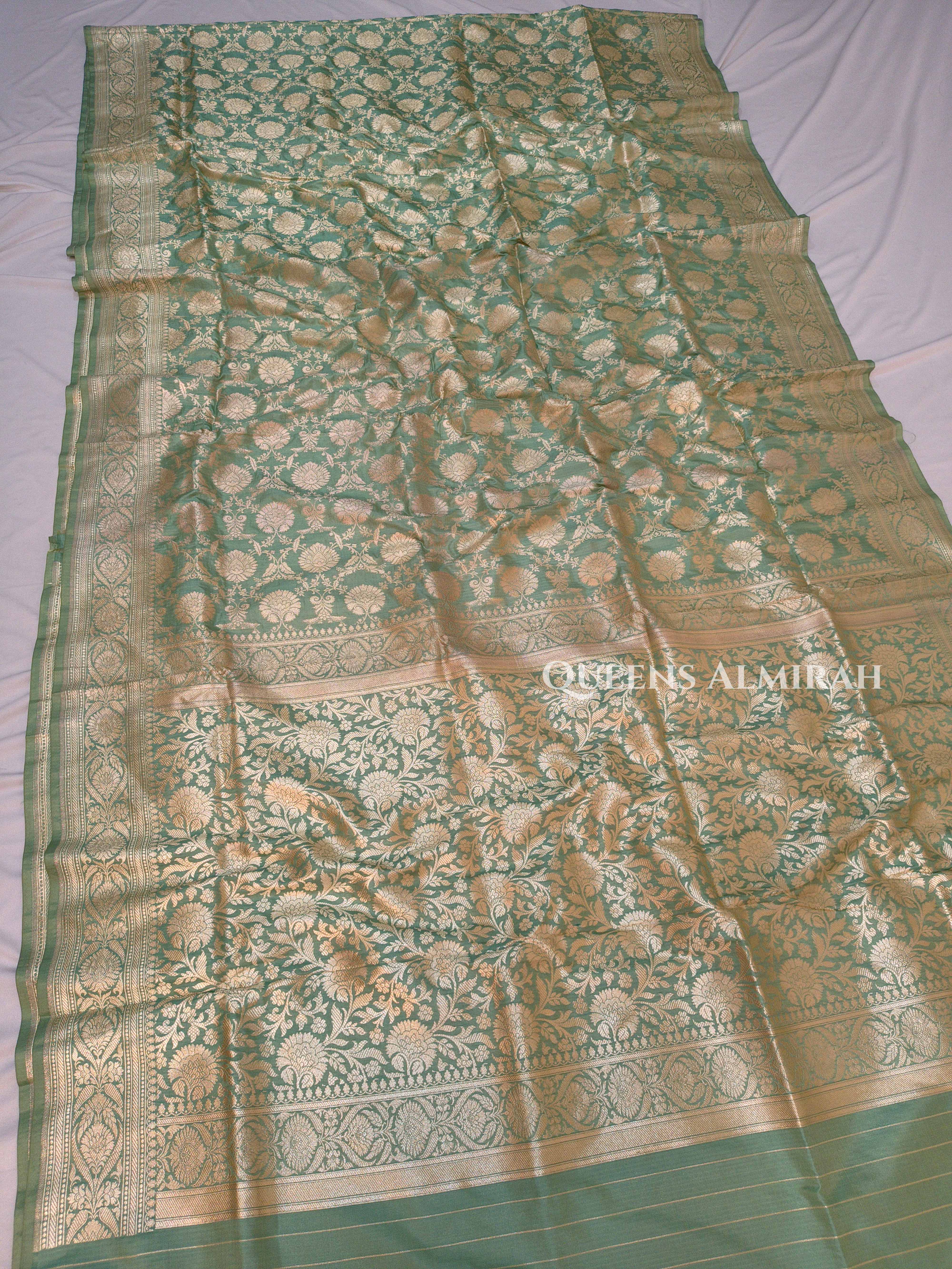 Mint Green Banarasi Silk Saree QUEENS ALMIRAH
