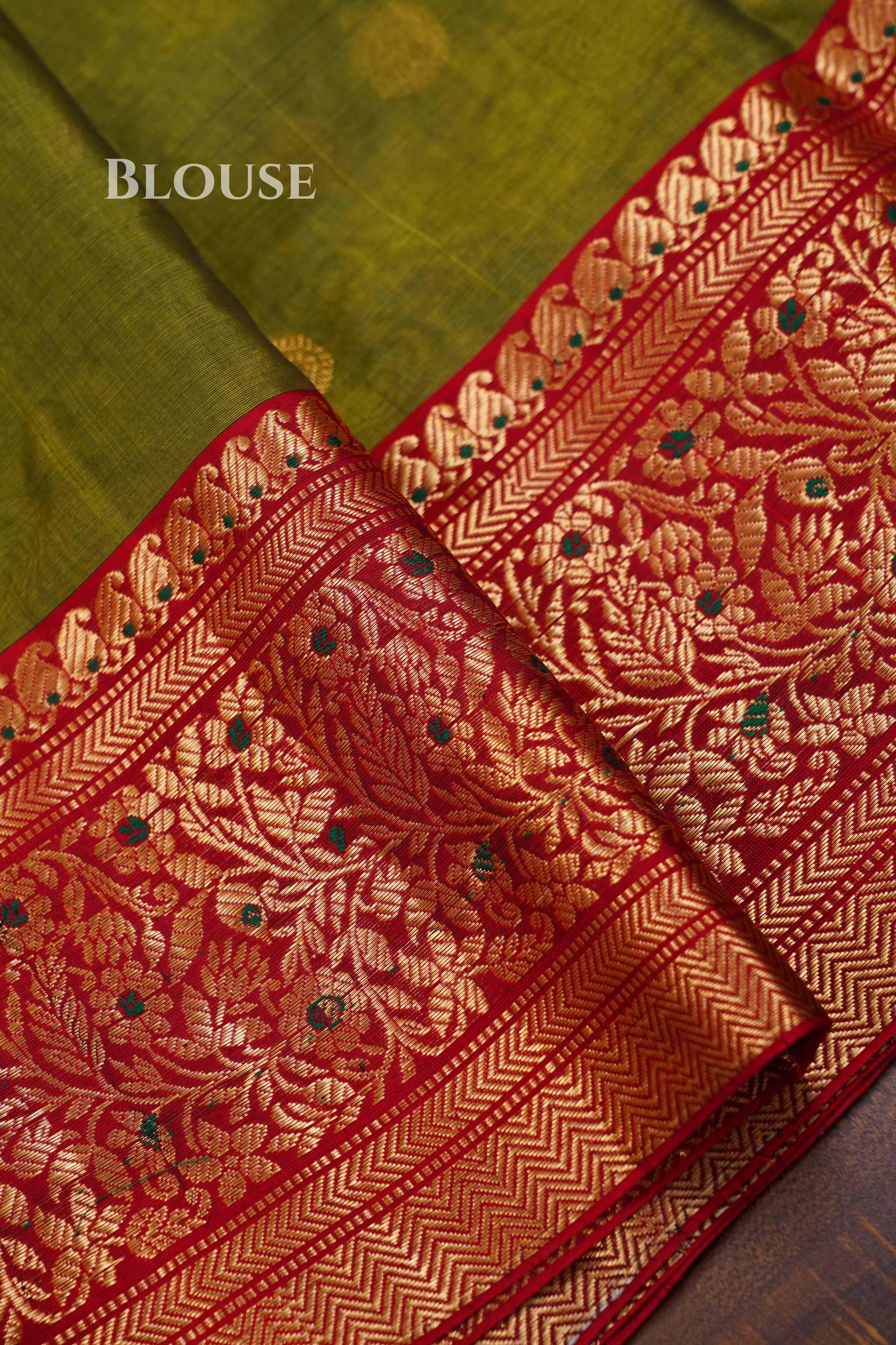 Muddy Green Chanderi Katan Silk Handloom Saree QUEENS ALMIRAH