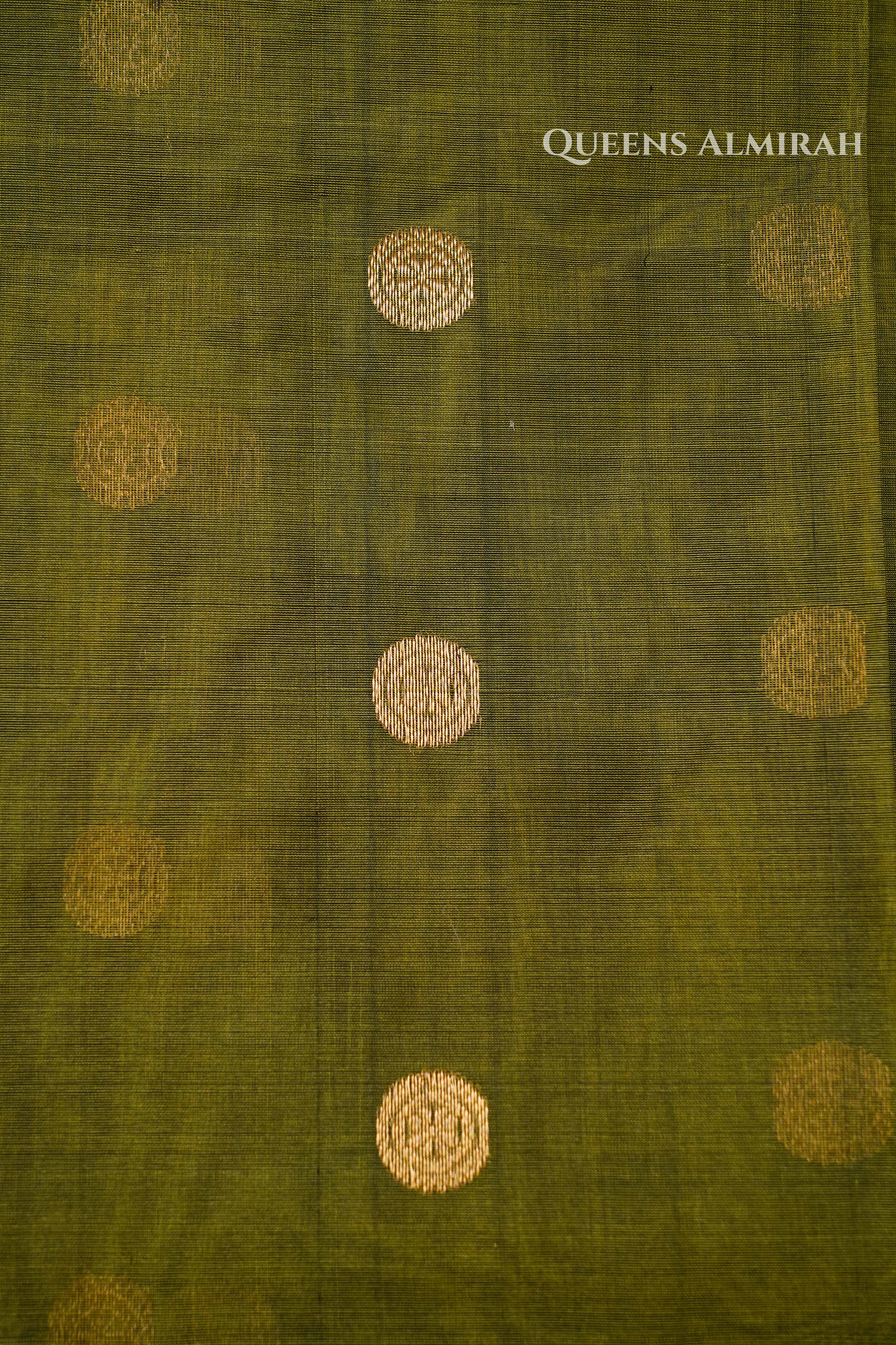 Muddy Green Chanderi Katan Silk Handloom Saree QUEENS ALMIRAH