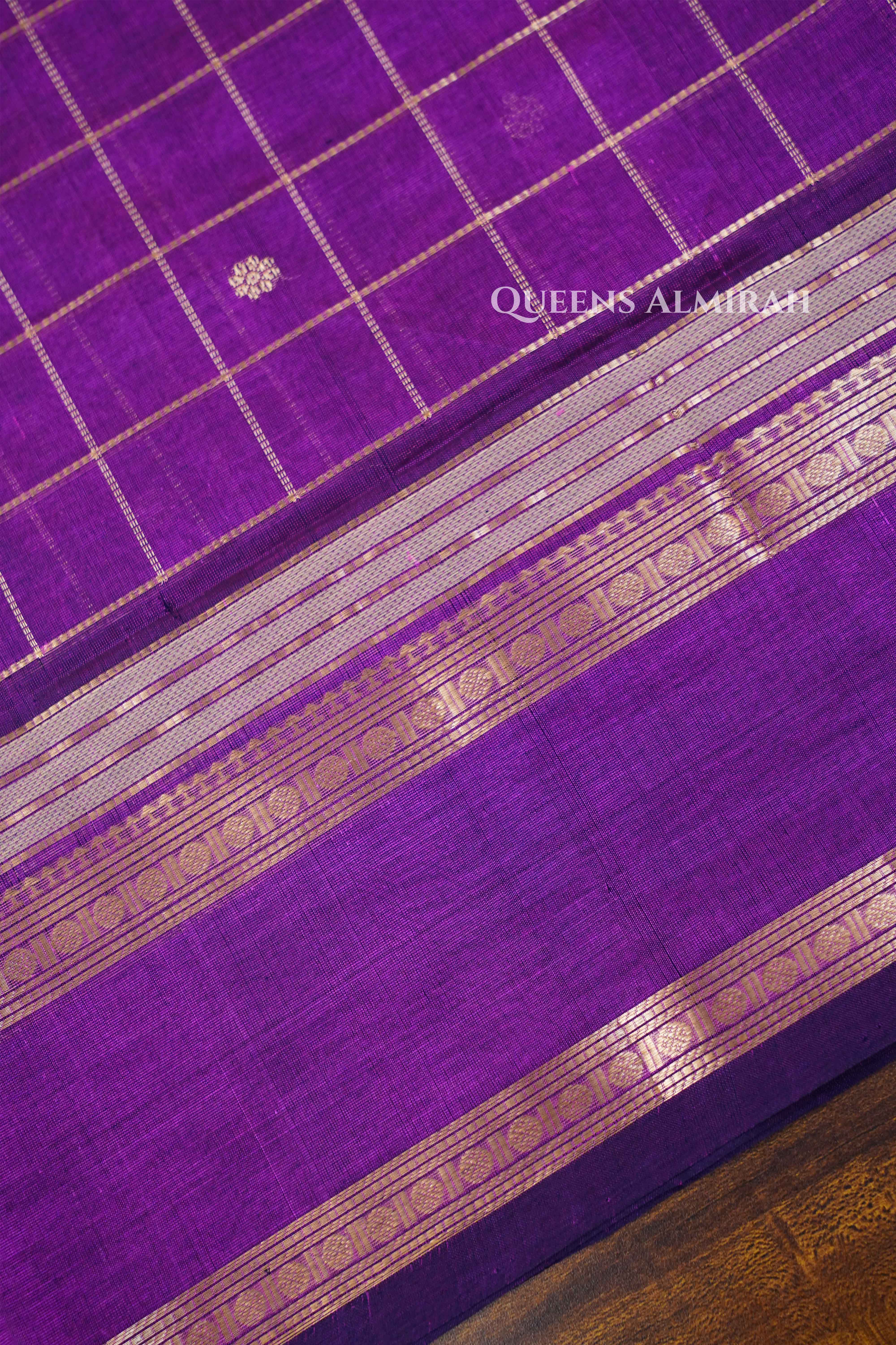 Mulberry Purple -Karaikudi Chettinad Silk Cotton Saree QUEENS ALMIRAH