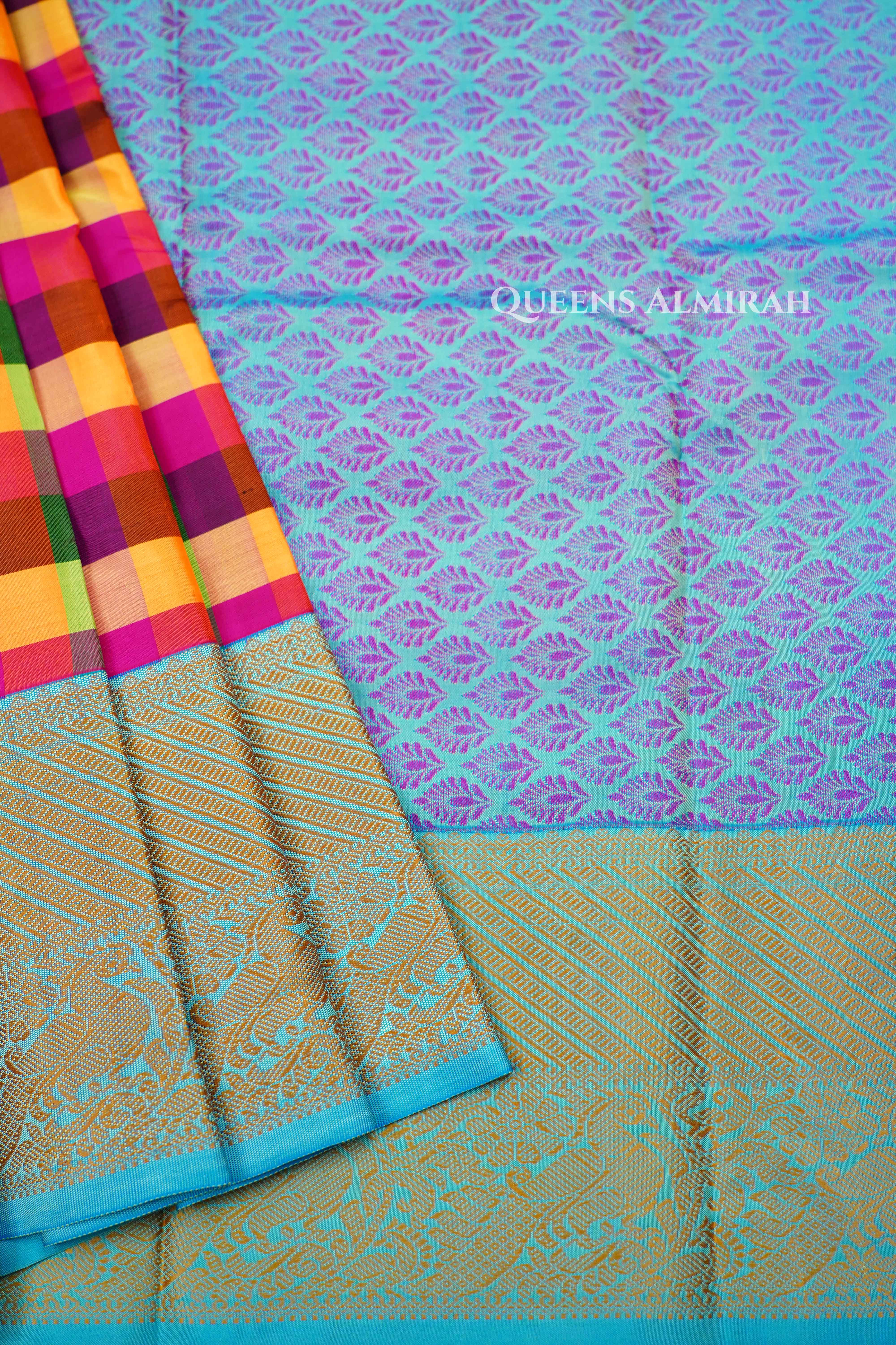 Multi Checks Kuravanji Silk Saree .. QUEENS ALMIRAH