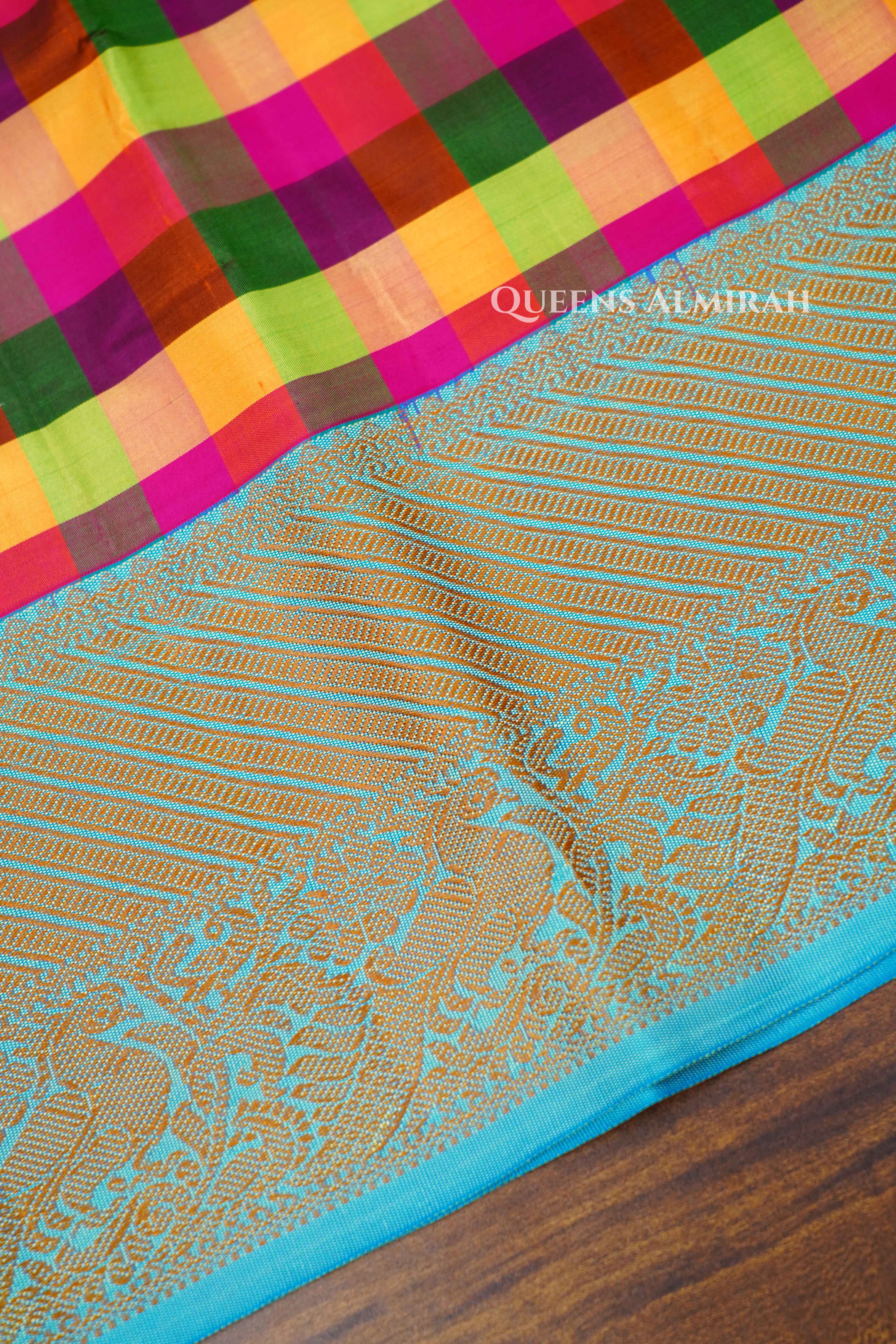 Multi Checks Kuravanji Silk Saree .. QUEENS ALMIRAH