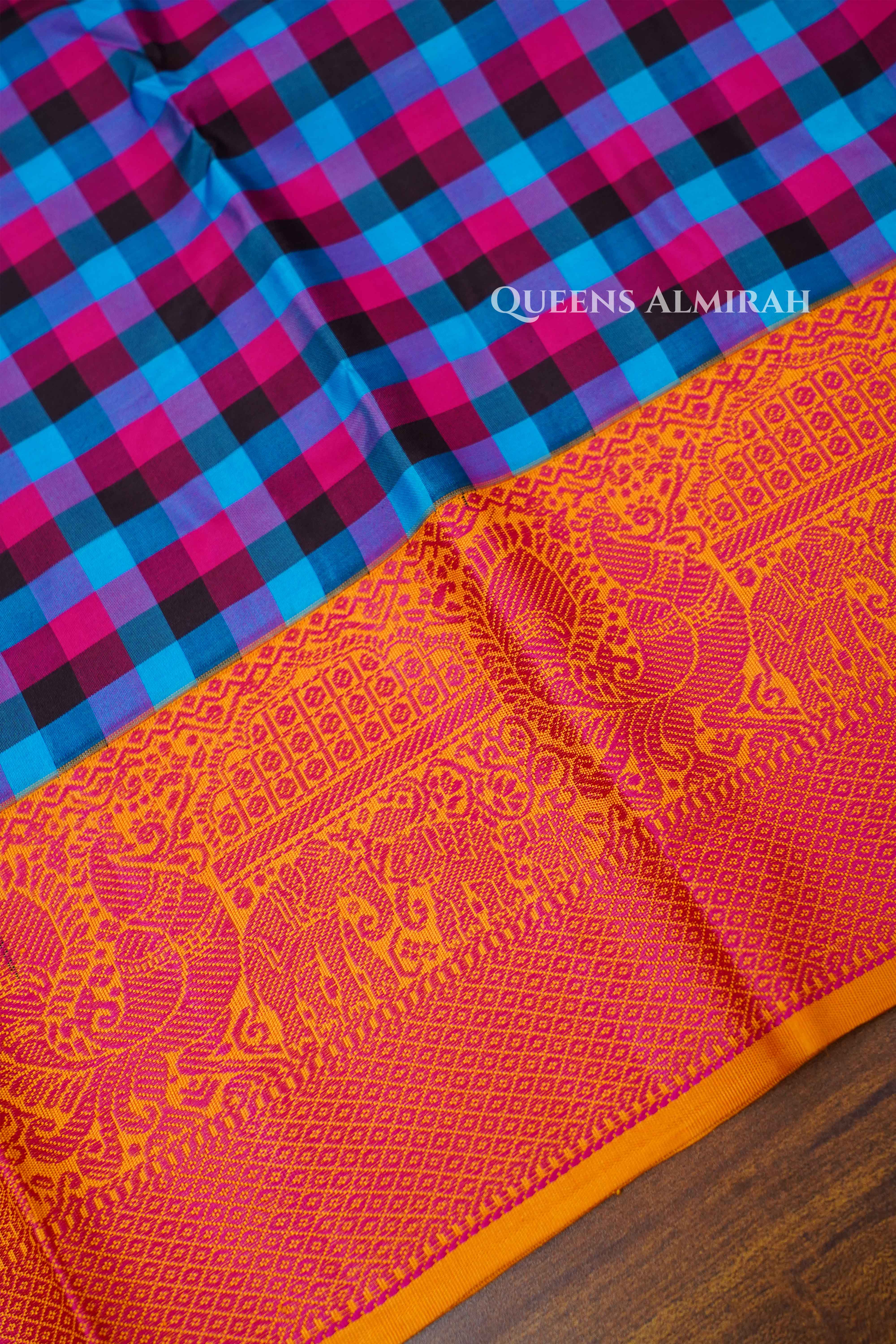 Multi Checks Kuravanji Silk Saree QUEENS ALMIRAH