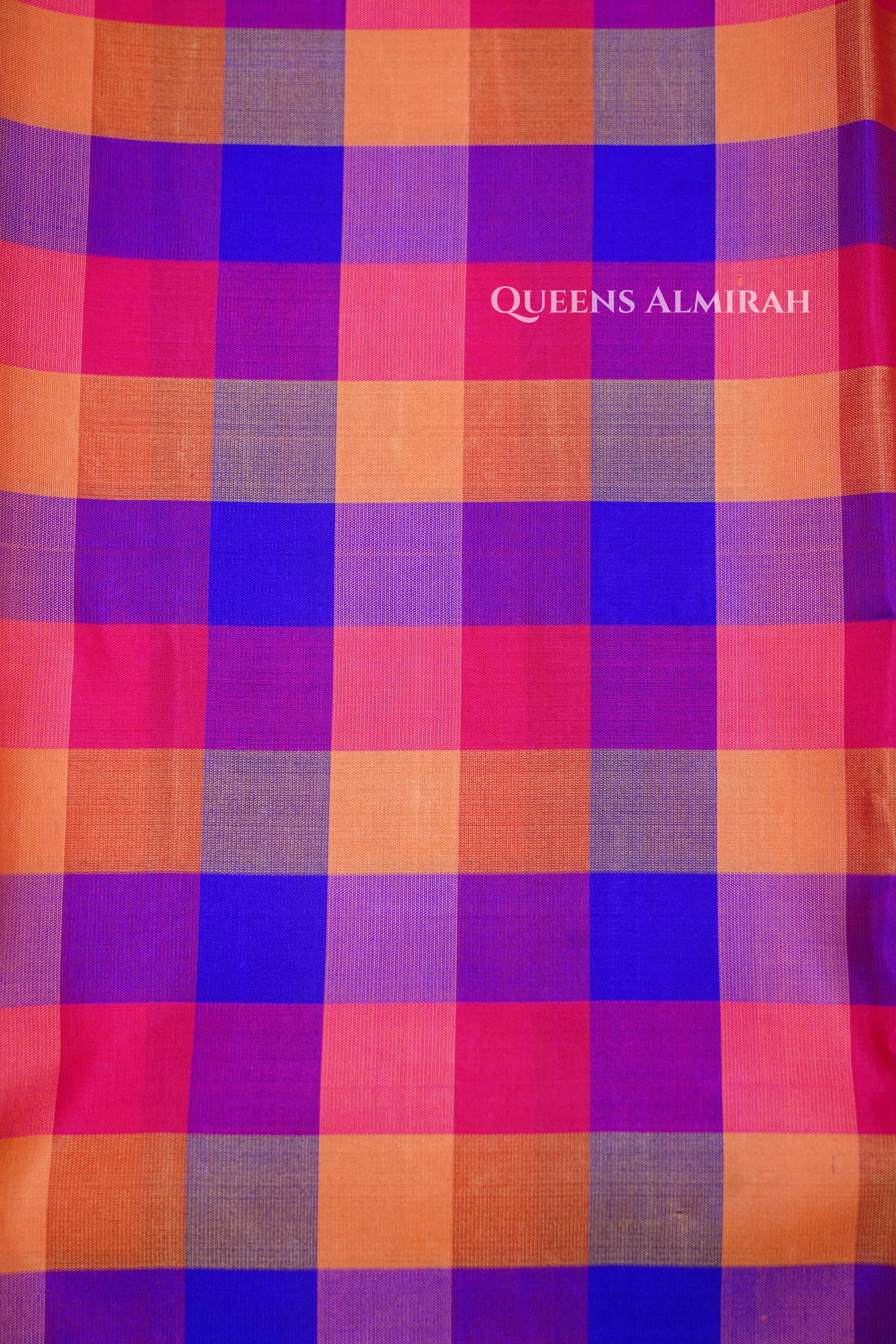 Multi Color Checked Kuravanji Silk Saree2 QUEENS ALMIRAH