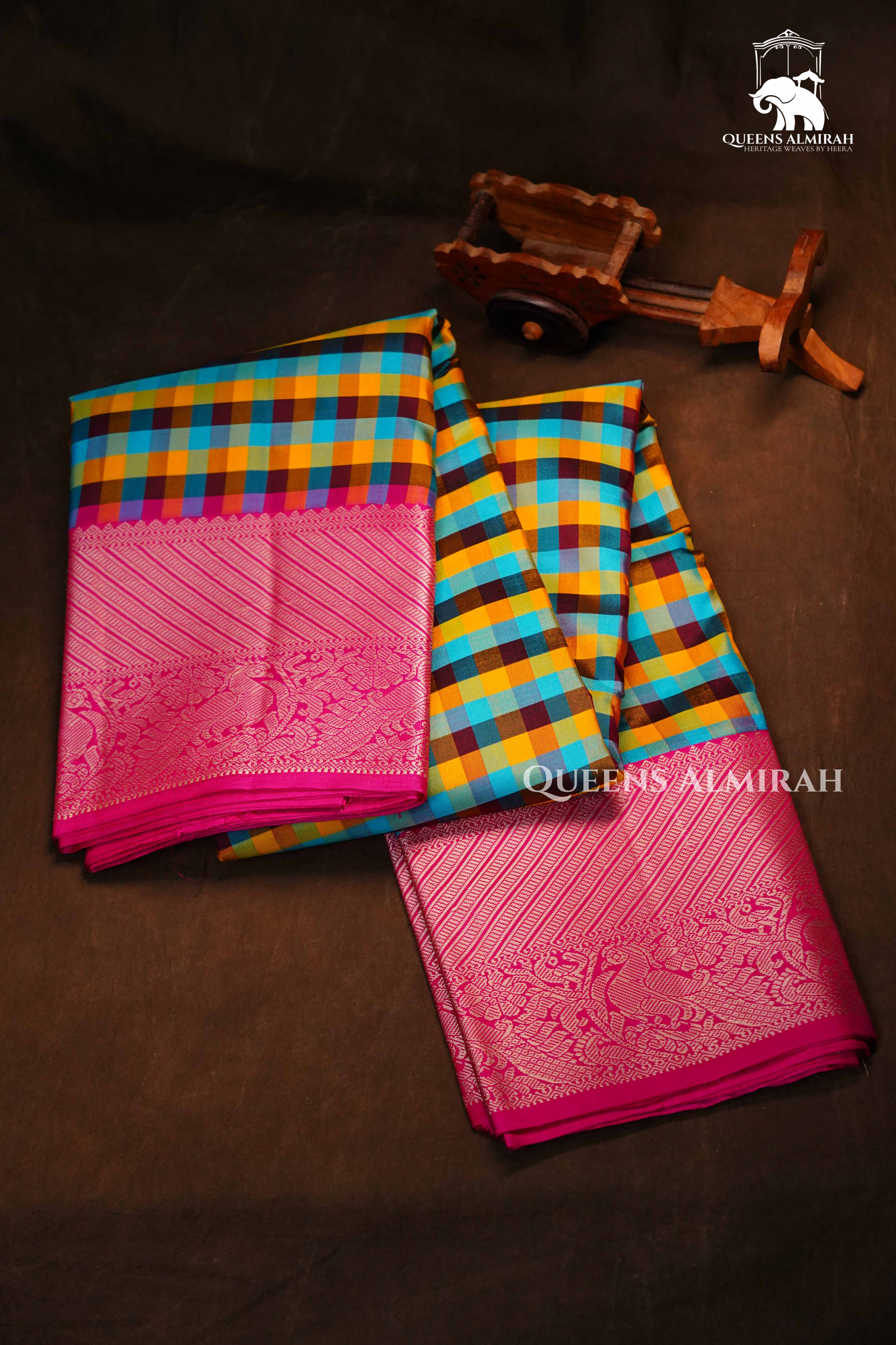 Multi Color Checks Kuravanchi Silk Saree4 QUEENS ALMIRAH