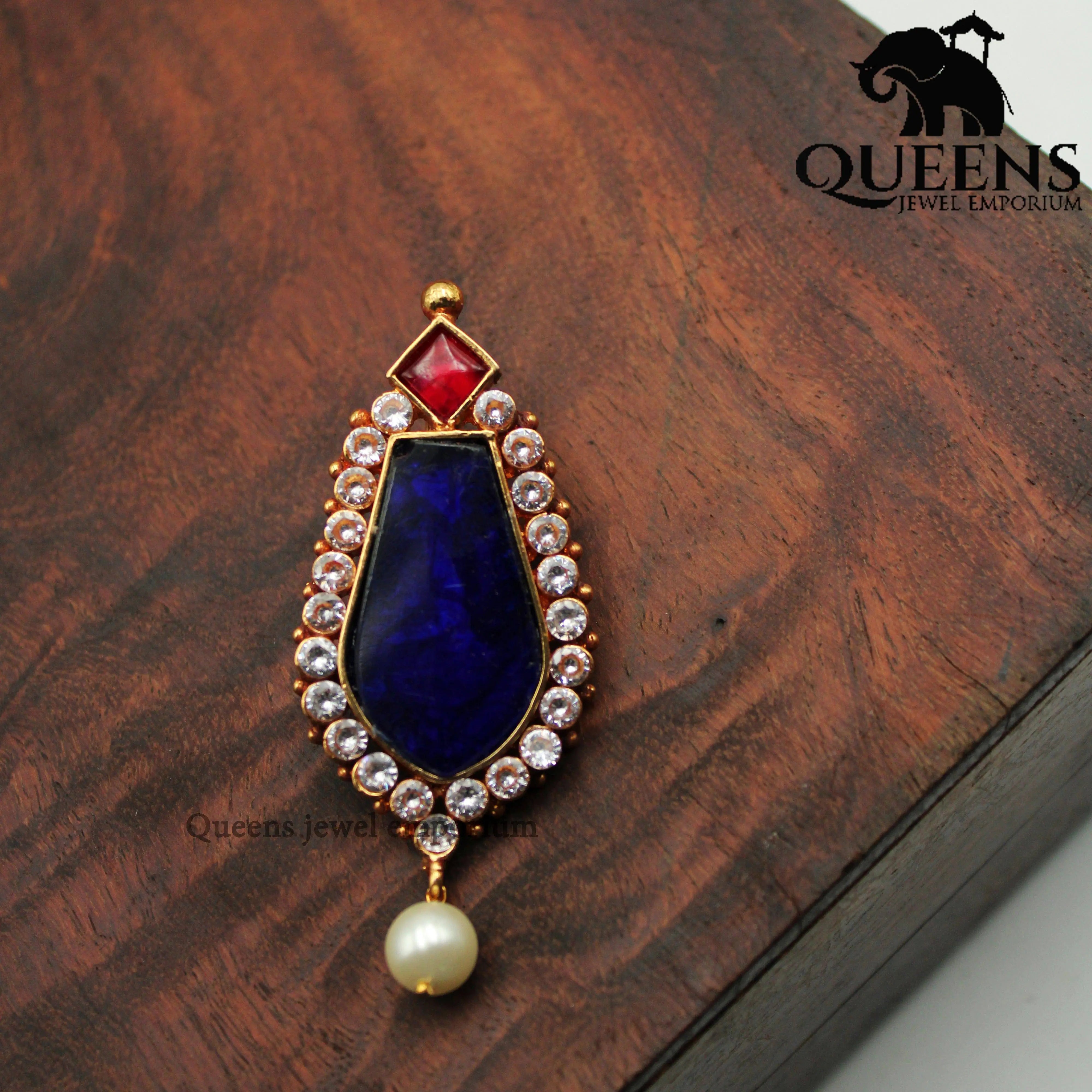 NAGAPADAM PENDANT - BLUE - Queens Jewel Emporium