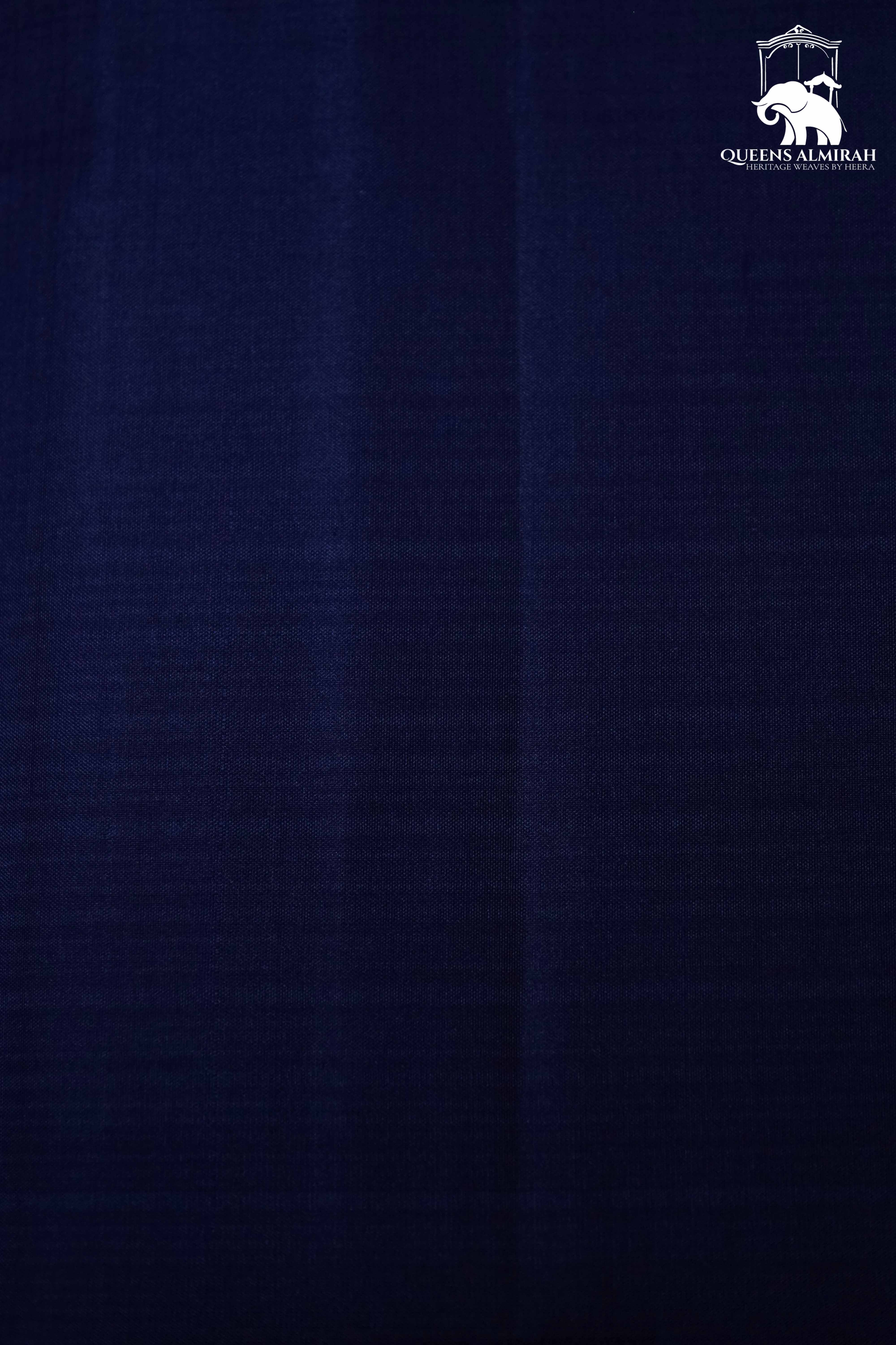 NAVY BLUE WITH GOLD BORDER KANCHIVARAM SILK SAREE - Queens Jewel Emporium