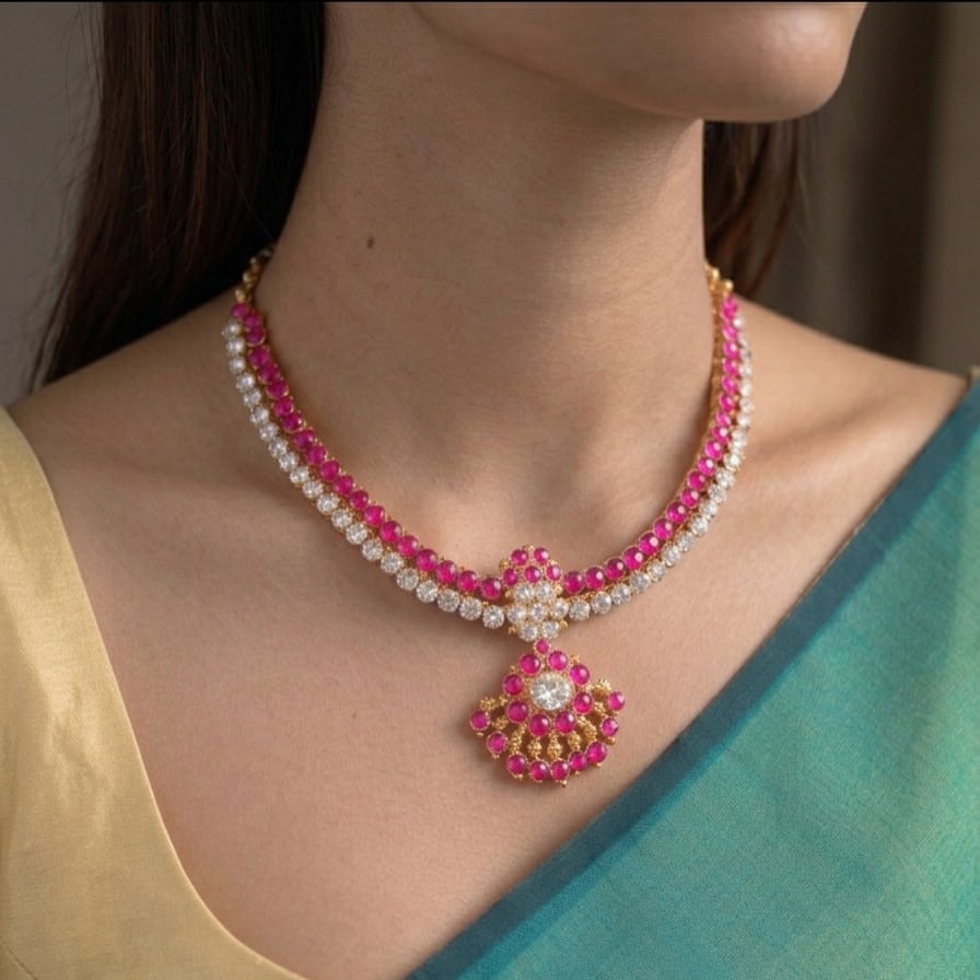 Rangoon Adigai White With Balaji Pink