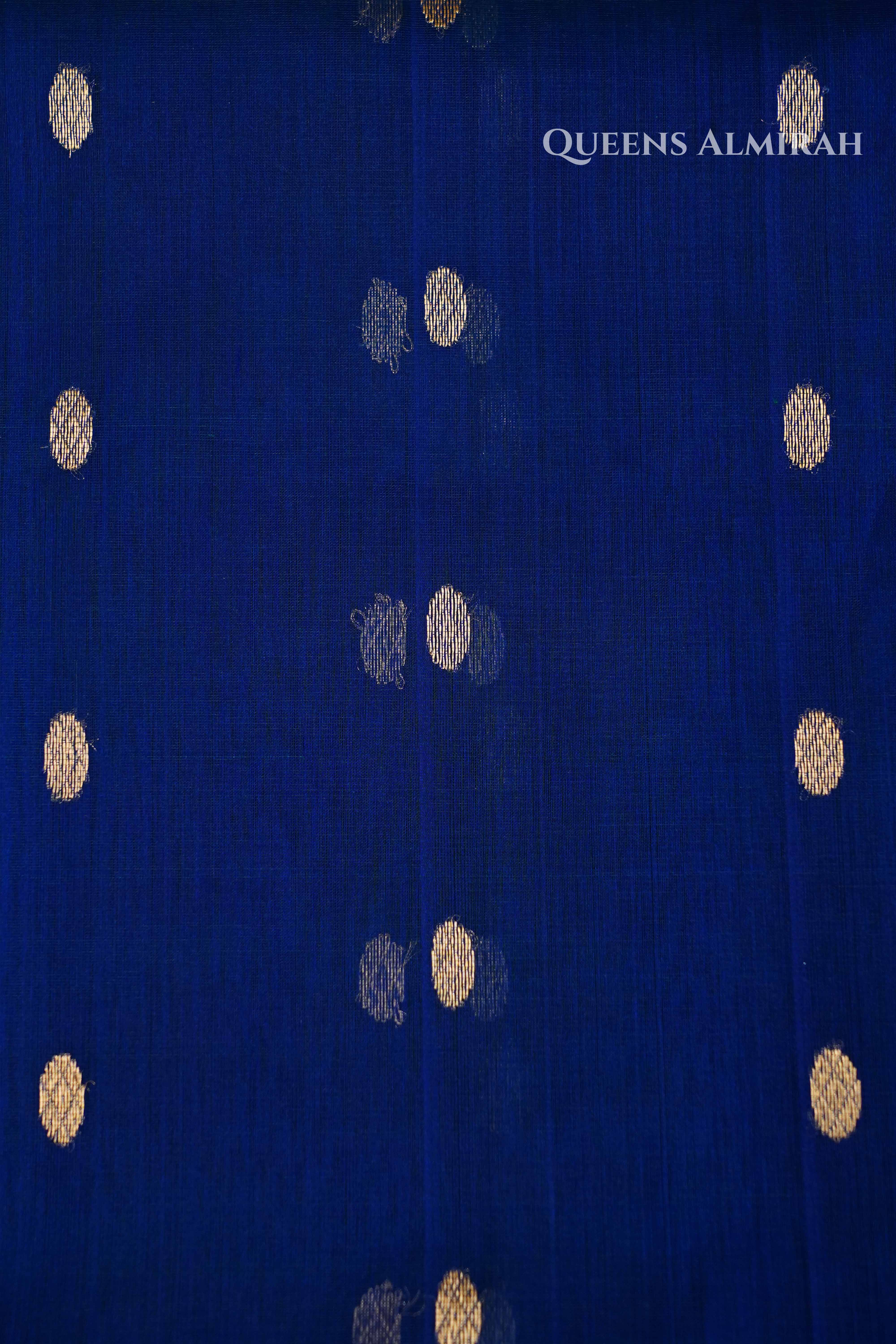 Navy Blue Chanderi Katan Silk Handloom Saree QUEENS ALMIRAH