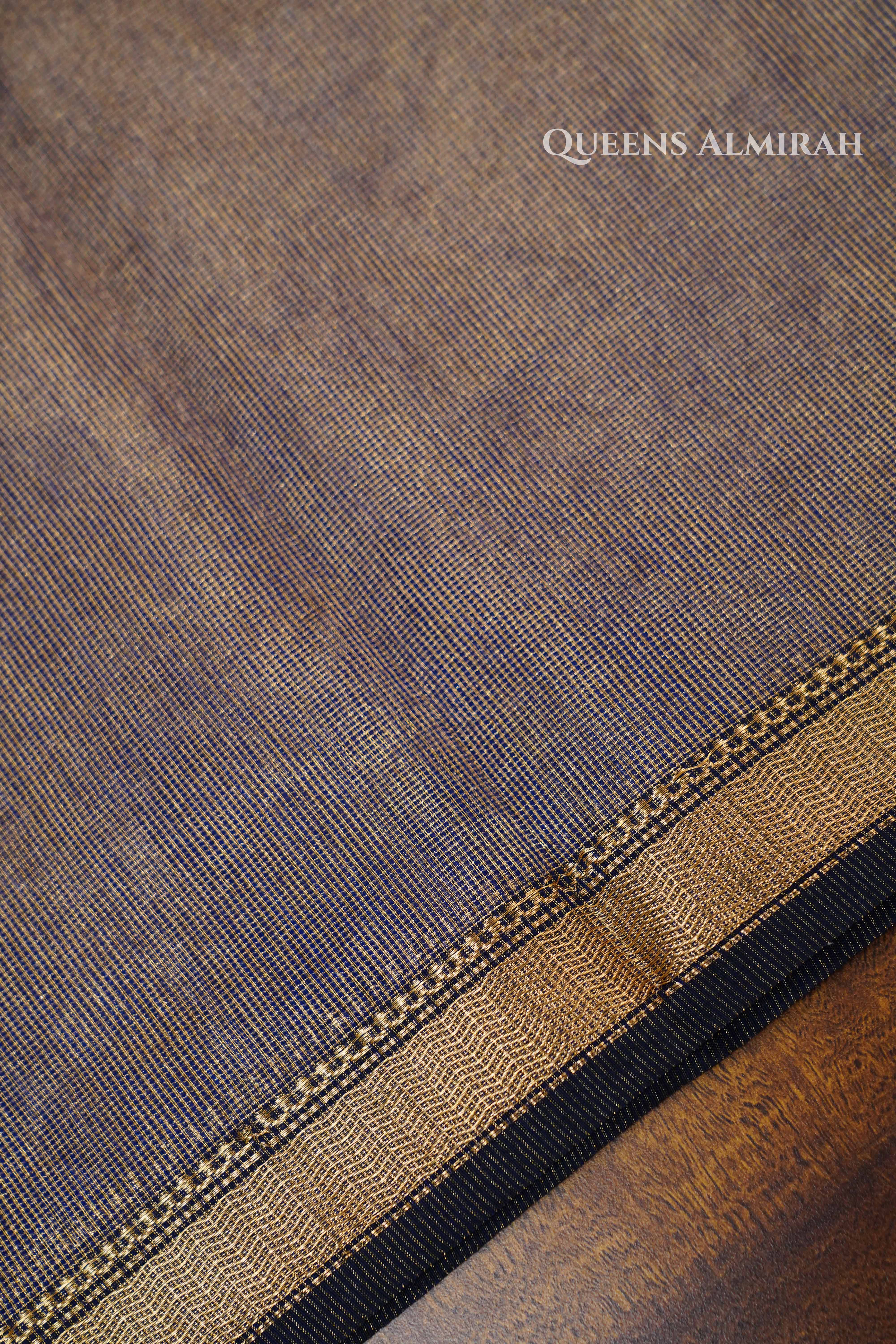Navy Blue Maheshwari Silk Cotton Saree QUEENS ALMIRAH