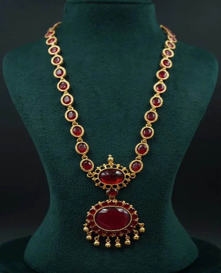 Zircon stone Haram , Red color stone Haram, Floral design Haram
