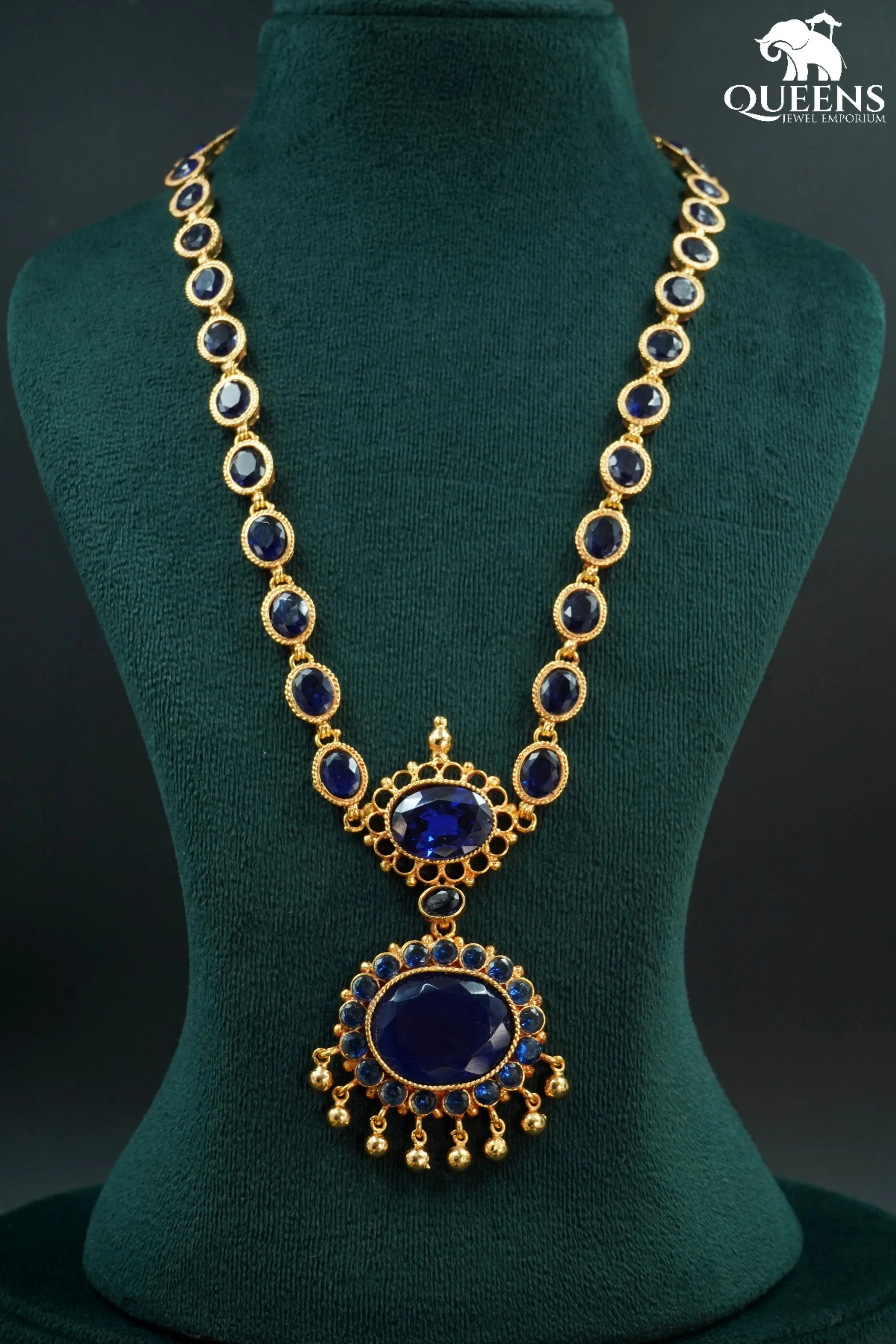 Zircon stone Haram , Blue color stone Haram, Oval pendant 