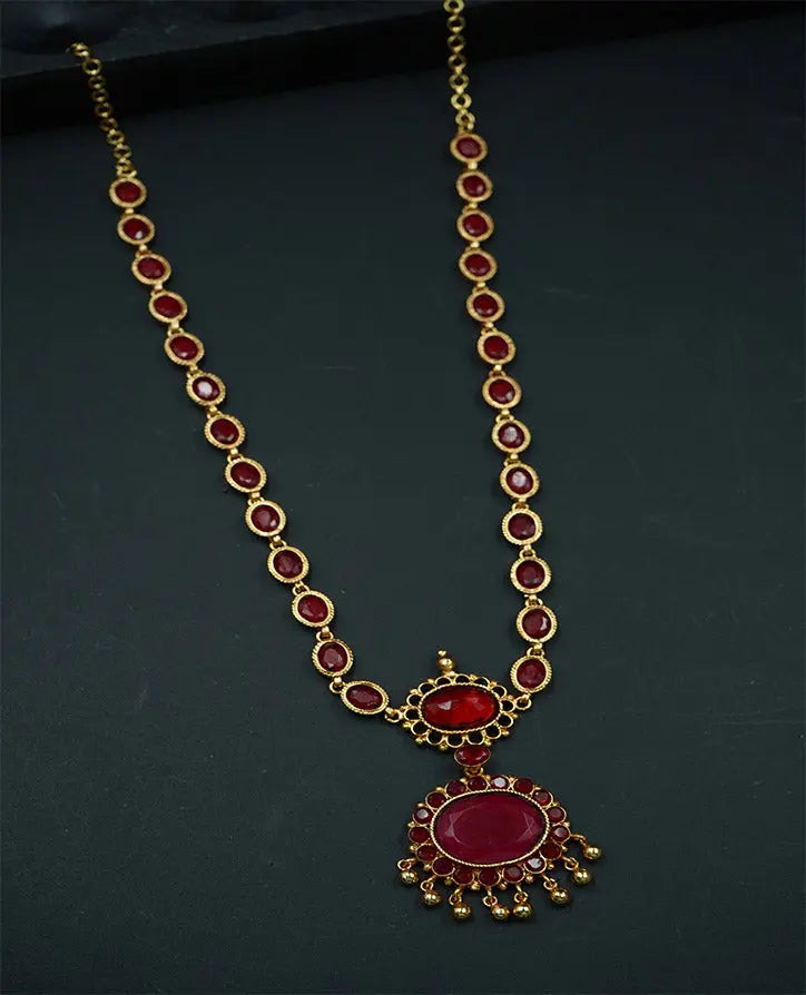 Zircon stone Haram , Red color stone Haram, Floral design Haram