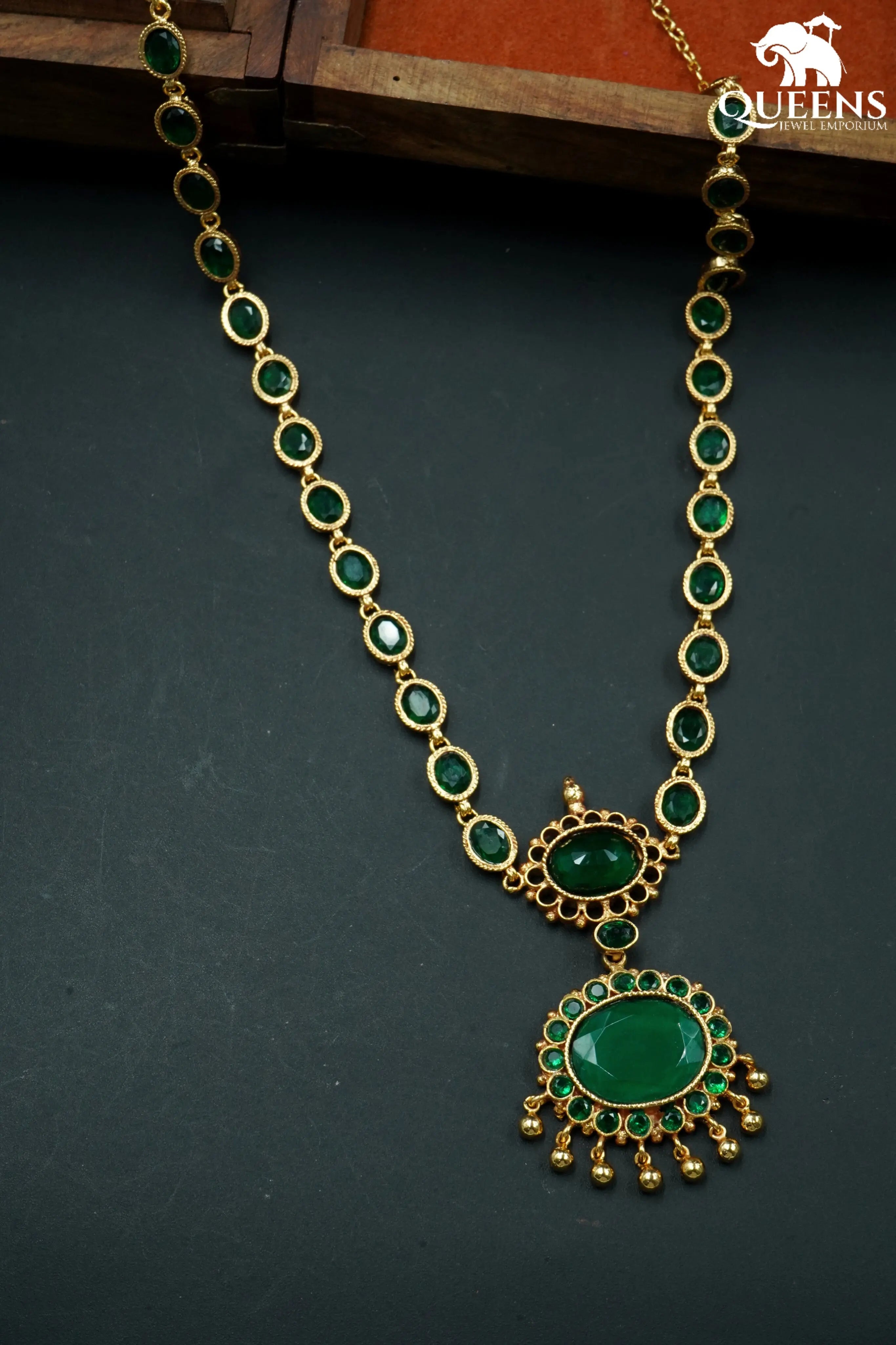 Floral motif Haram , Green cutting stone Haram , Ethnic jewellery