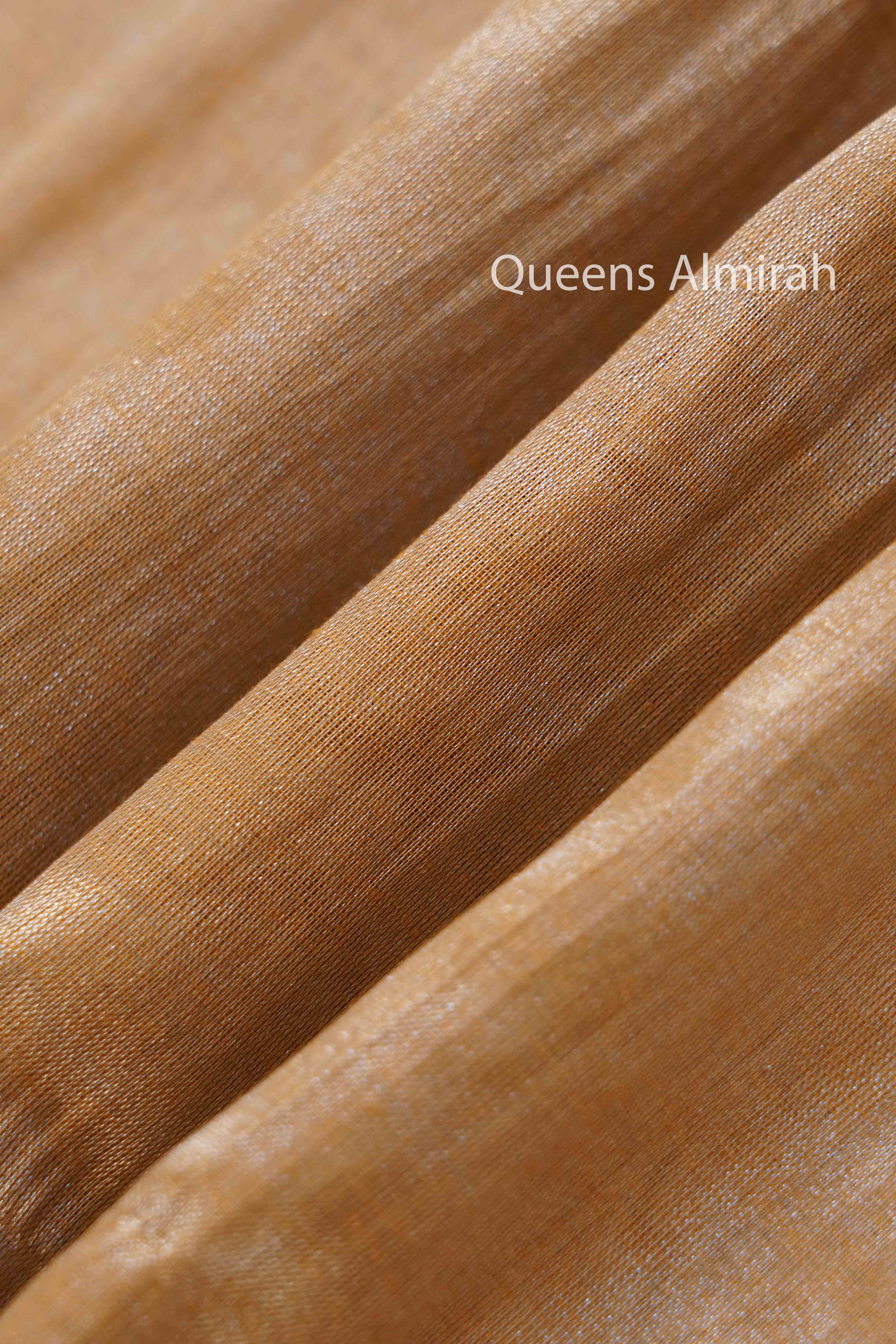 OFF WHITE LINEN TISSUE SAREE - Queens Jewel Emporium