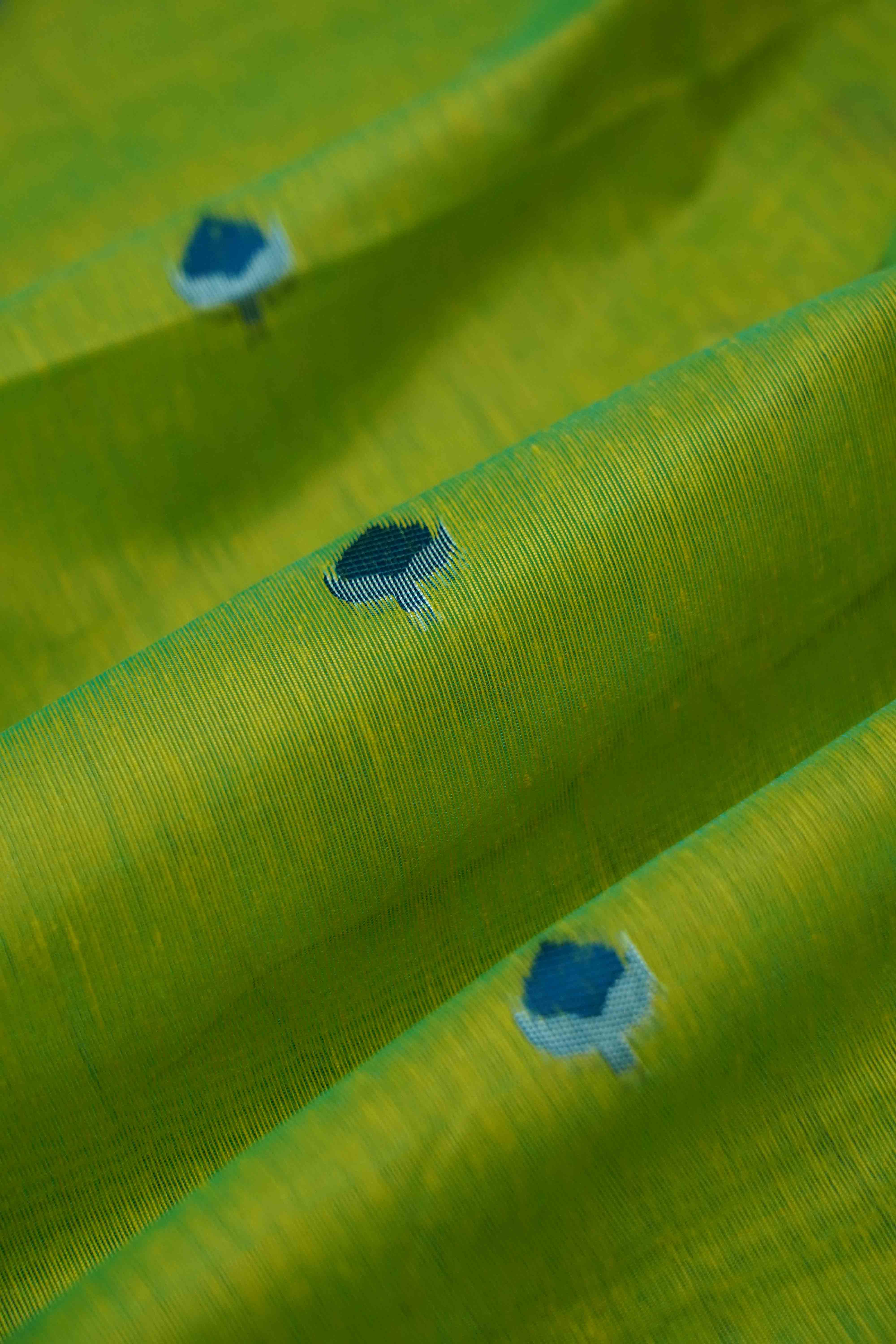 OLIVE GREEN JAMDANI SILK COTTON SAREE - Queens Jewel Emporium